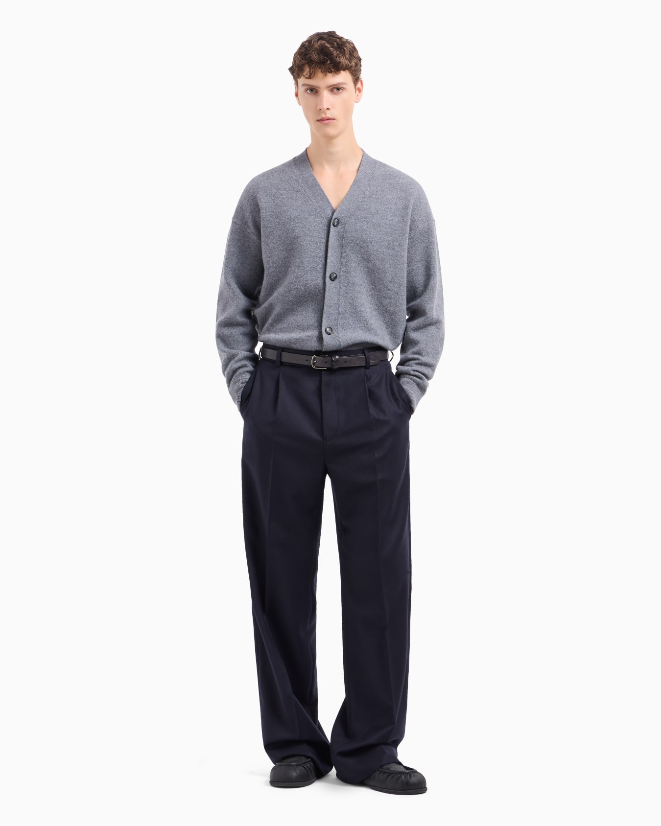 Cardigan col en V en laine vierge effet molleton Diapositive 3