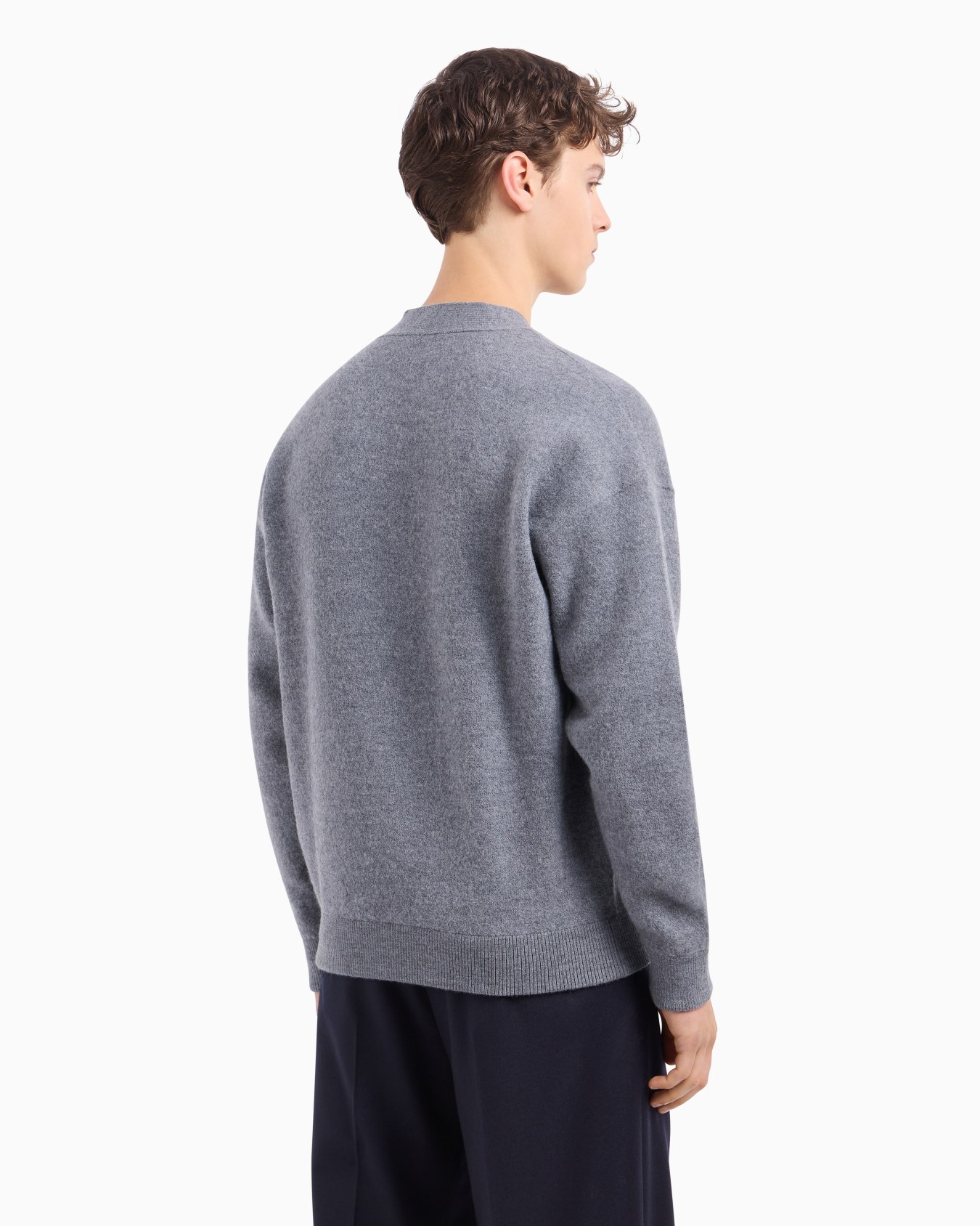 Cardigan col en V en laine vierge effet molleton Diapositive 2