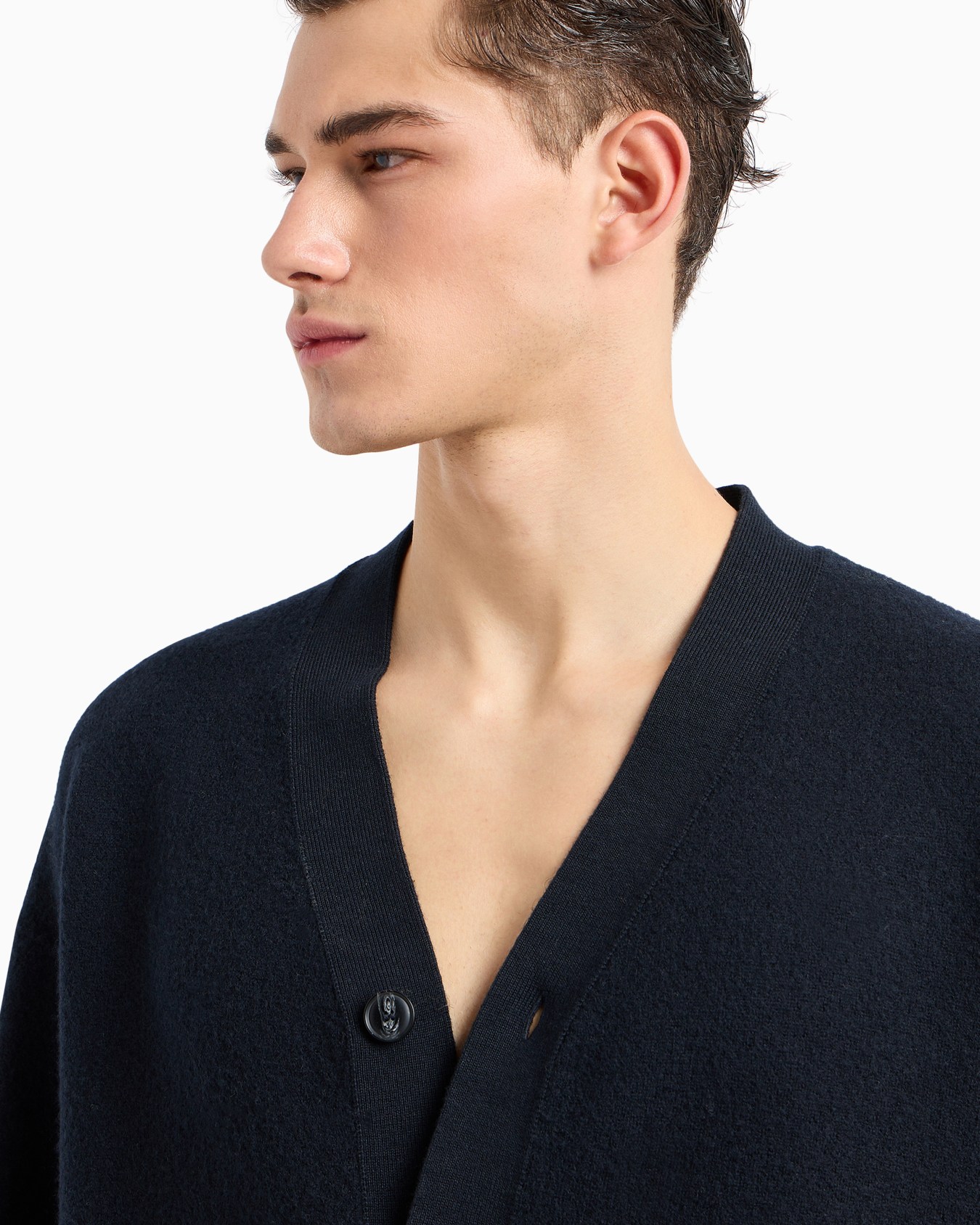 Cardigan col en V en laine vierge effet molleton Diapositive 4