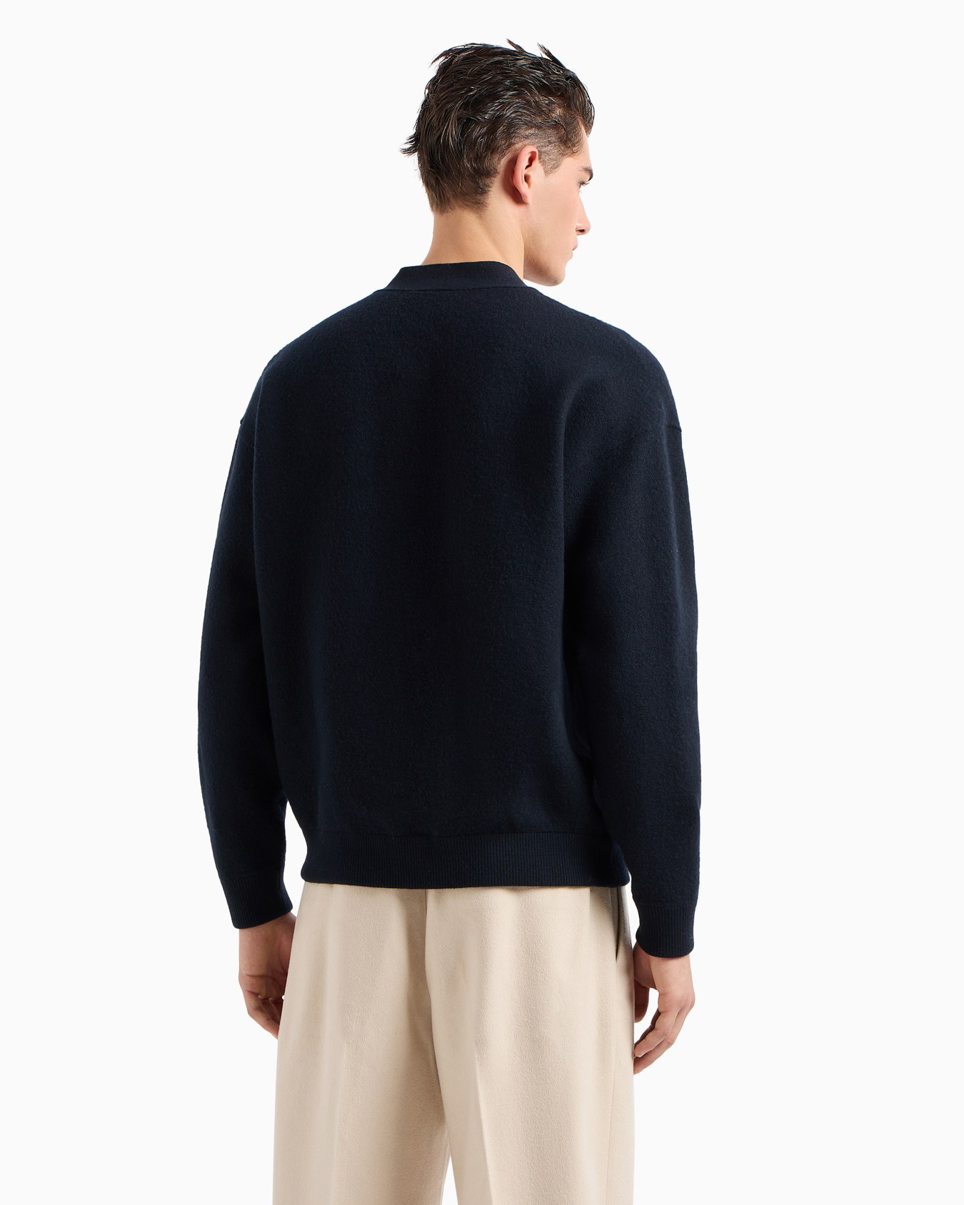 Cardigan col en V en laine vierge effet molleton Diapositive 3