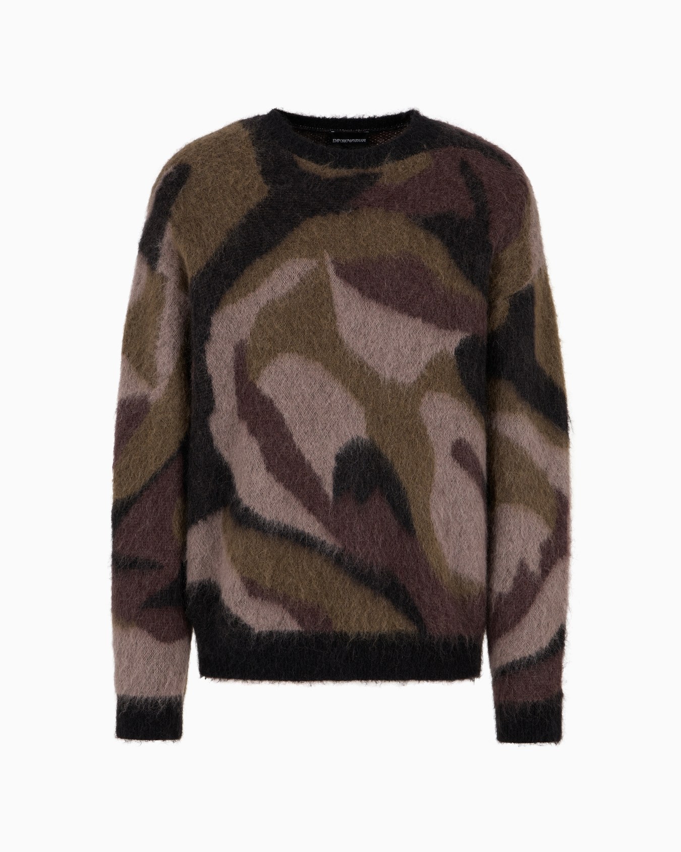 Pull en mélange de laine et mohair jacquard motif camouflage Diapositive 0