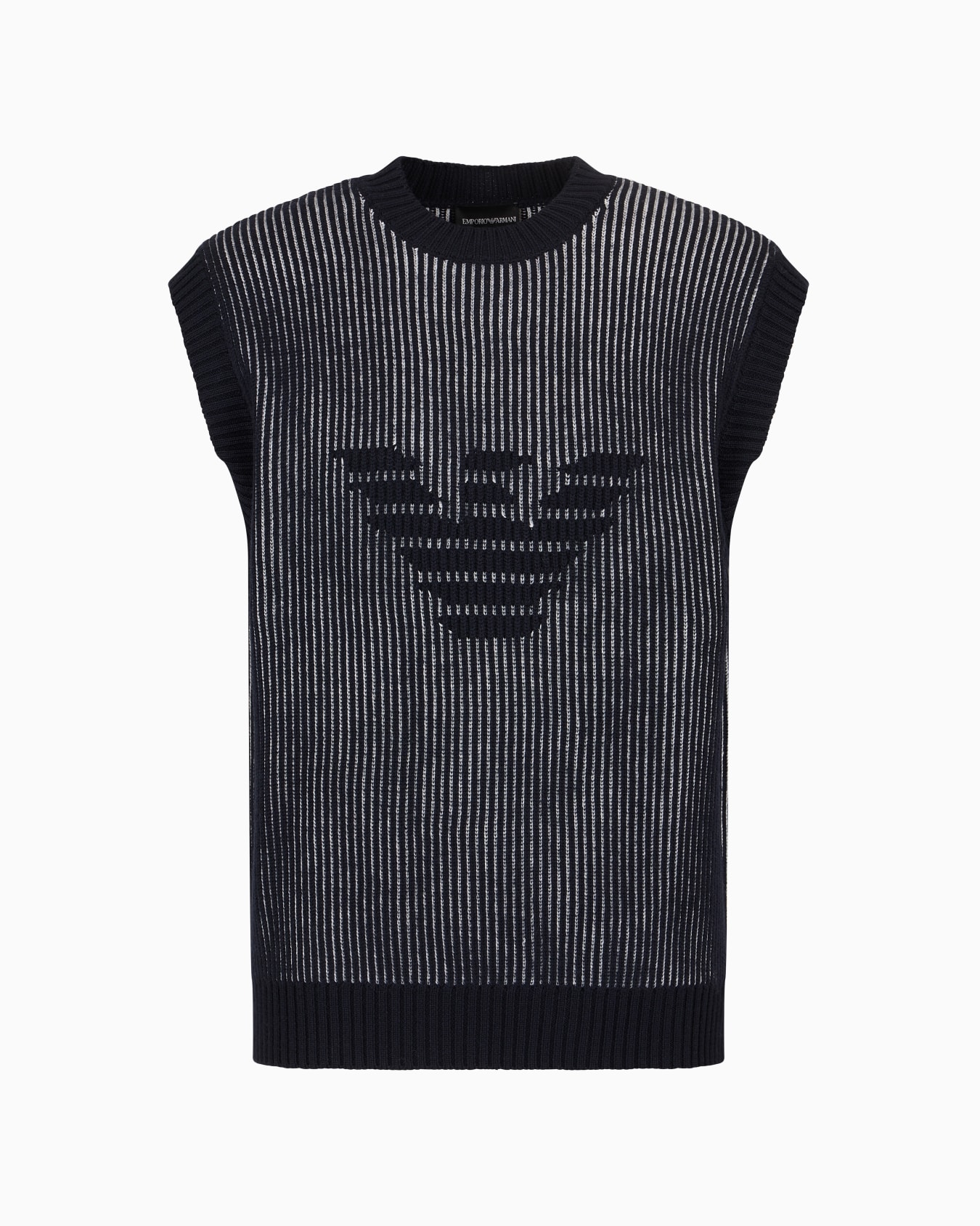 Two-tone, fisherman’s rib-knit gilet in a virgin wool blend Slide 0