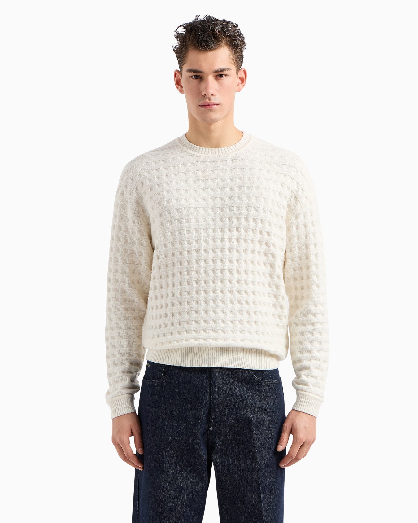 Pullover aus Schurwolle mit Jacquard-Muster in Relief-Optik Folie 2