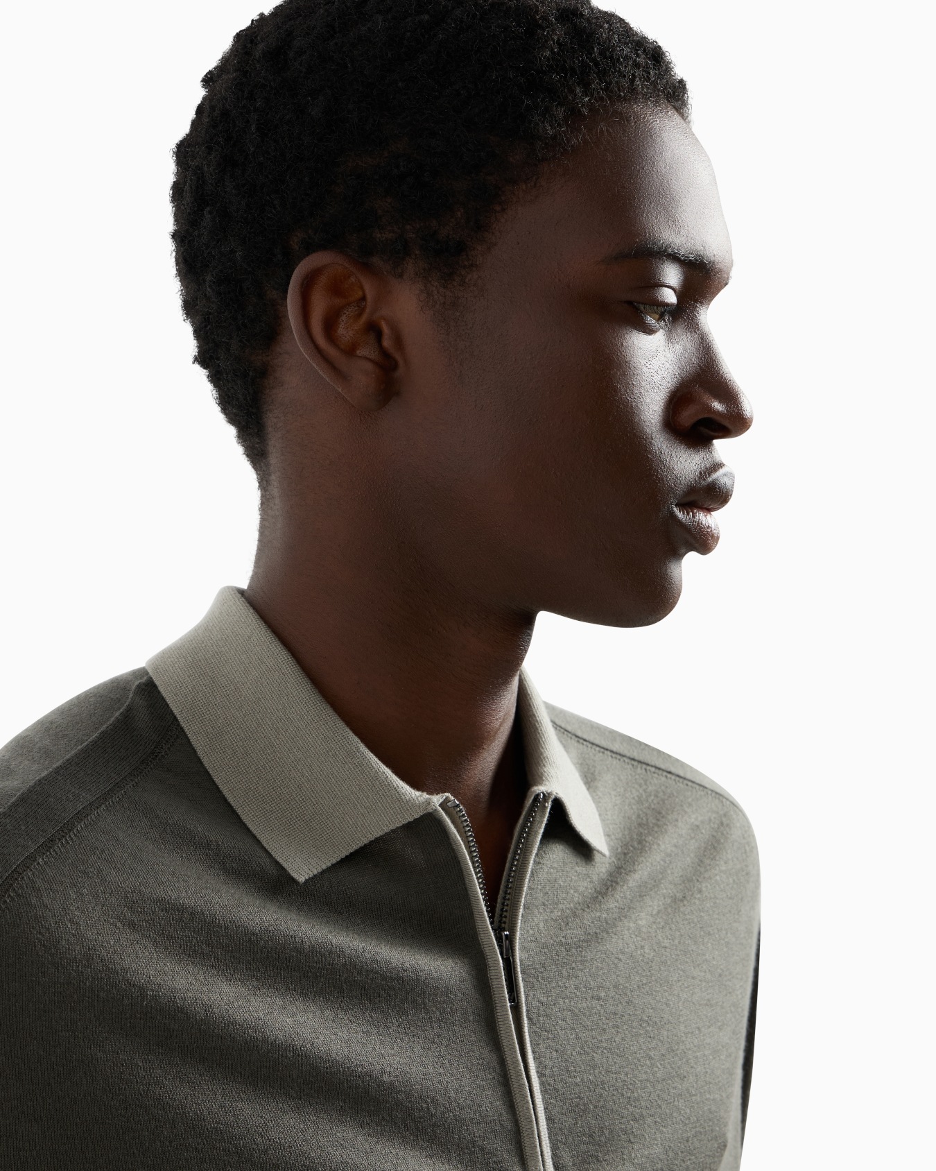 Pull col polo avec fermeture zippée en mélange de lyocell et laine vierge ASV Diapositive 4