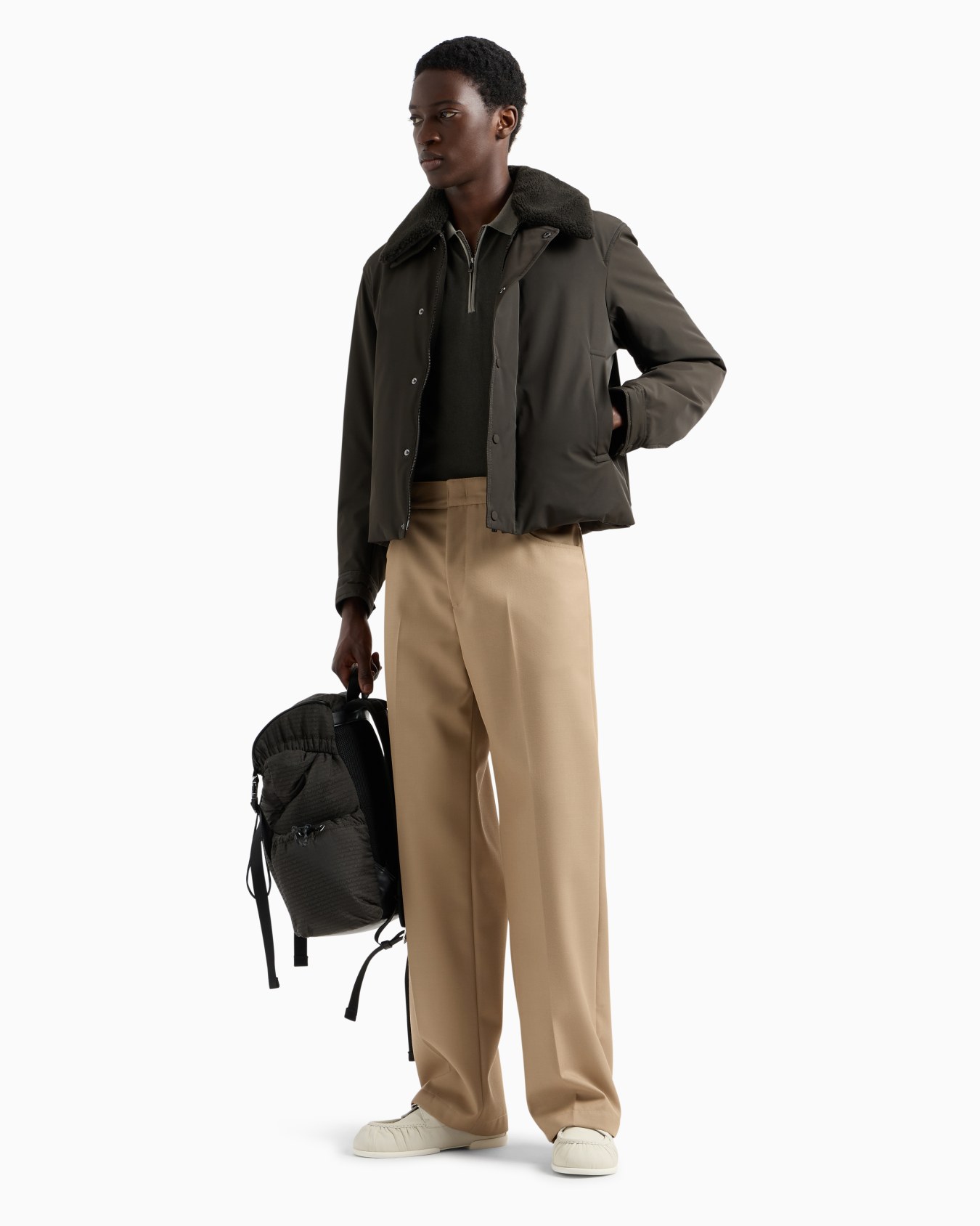 Pull col polo avec fermeture zippée en mélange de lyocell et laine vierge ASV Diapositive 3