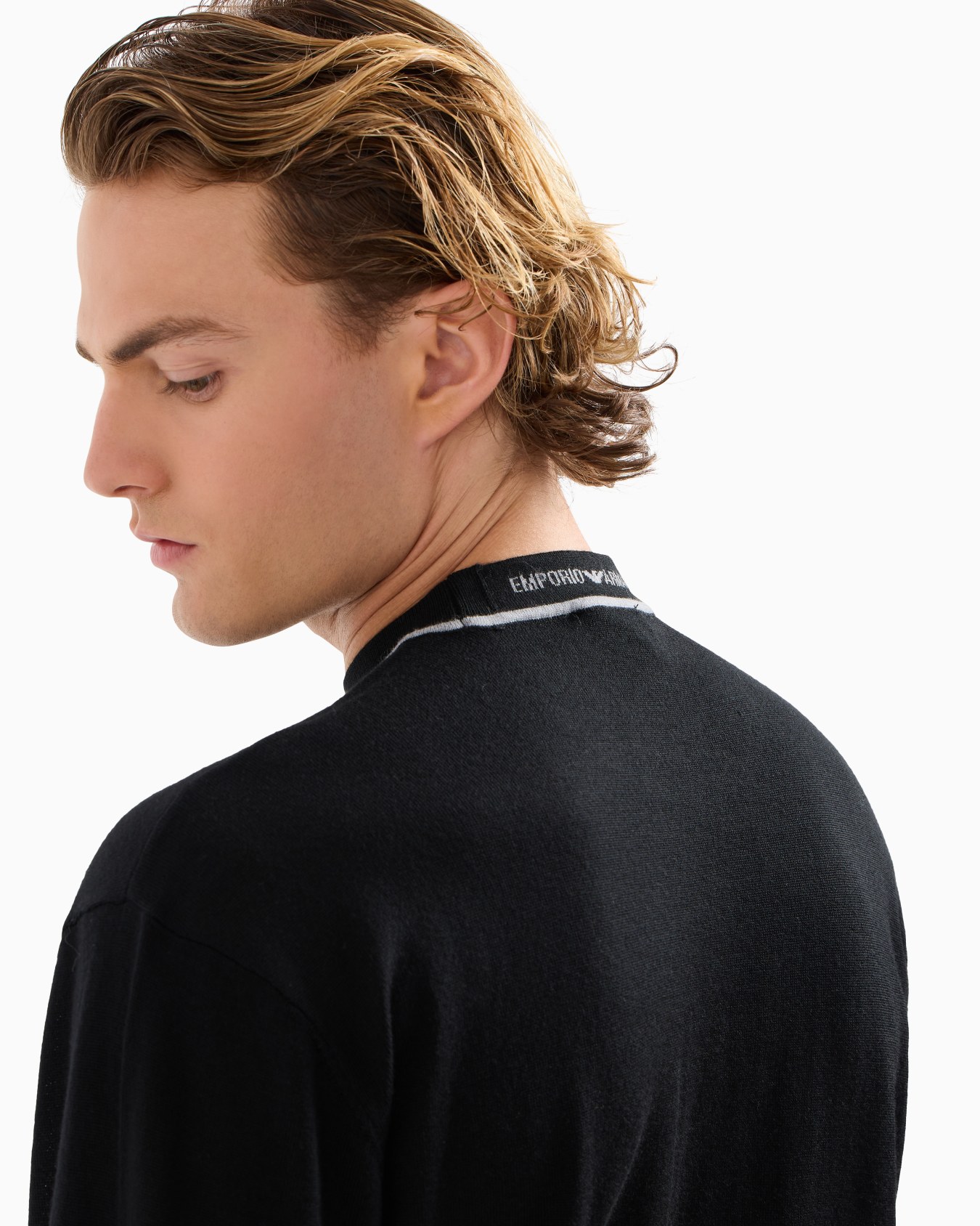 Virgin-wool jumper with jacquard logo detail Slide 5