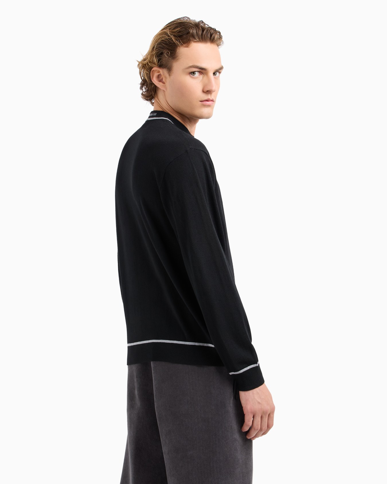 Virgin-wool jumper with jacquard logo detail Slide 3