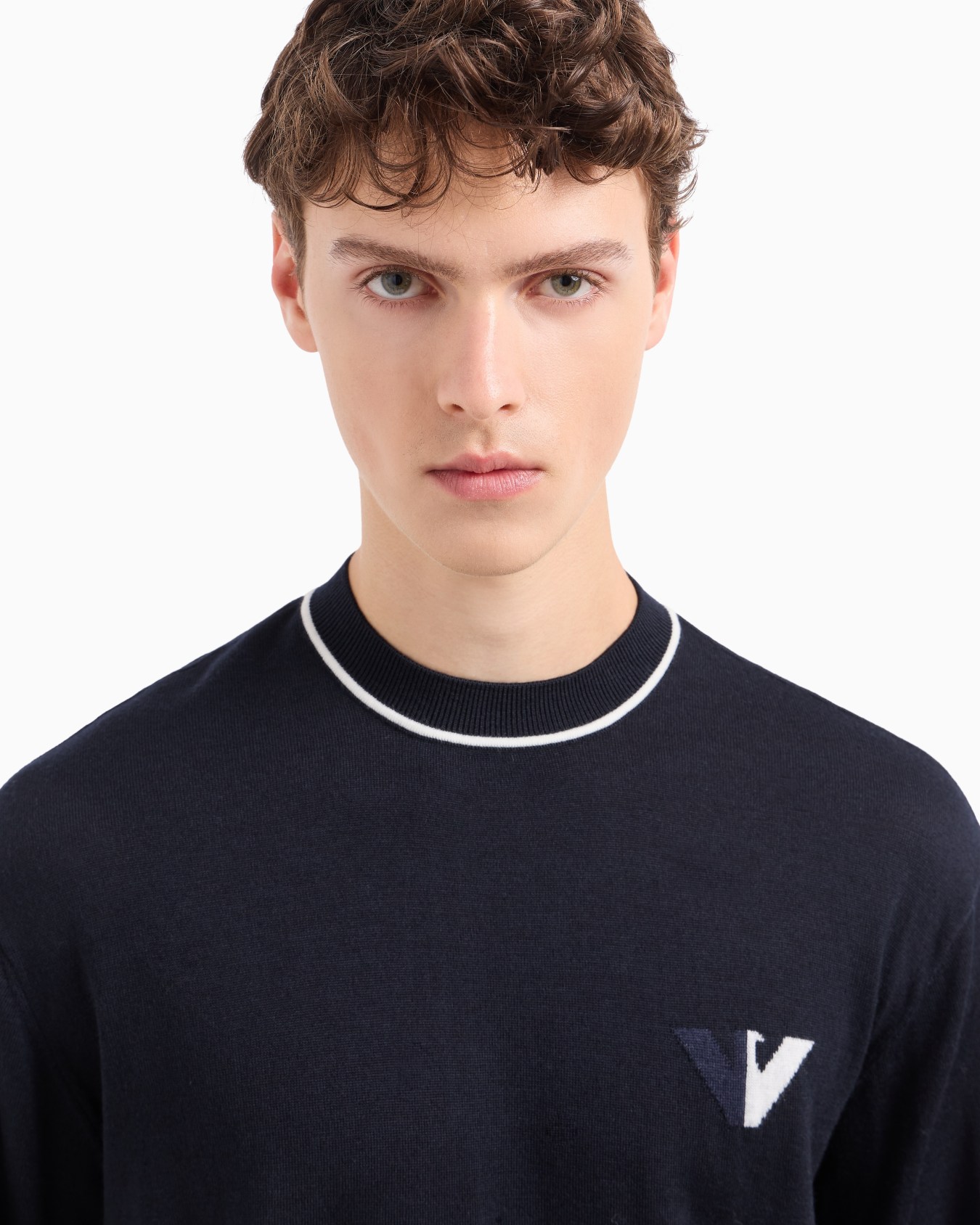 Pull en laine vierge avec détail du logo jacquard Diapositive 4