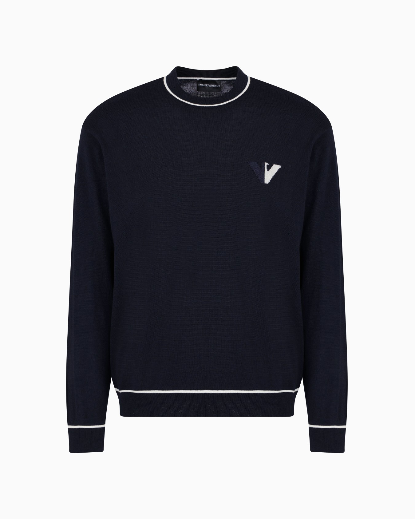 Pull en laine vierge avec détail du logo jacquard Diapositive 0