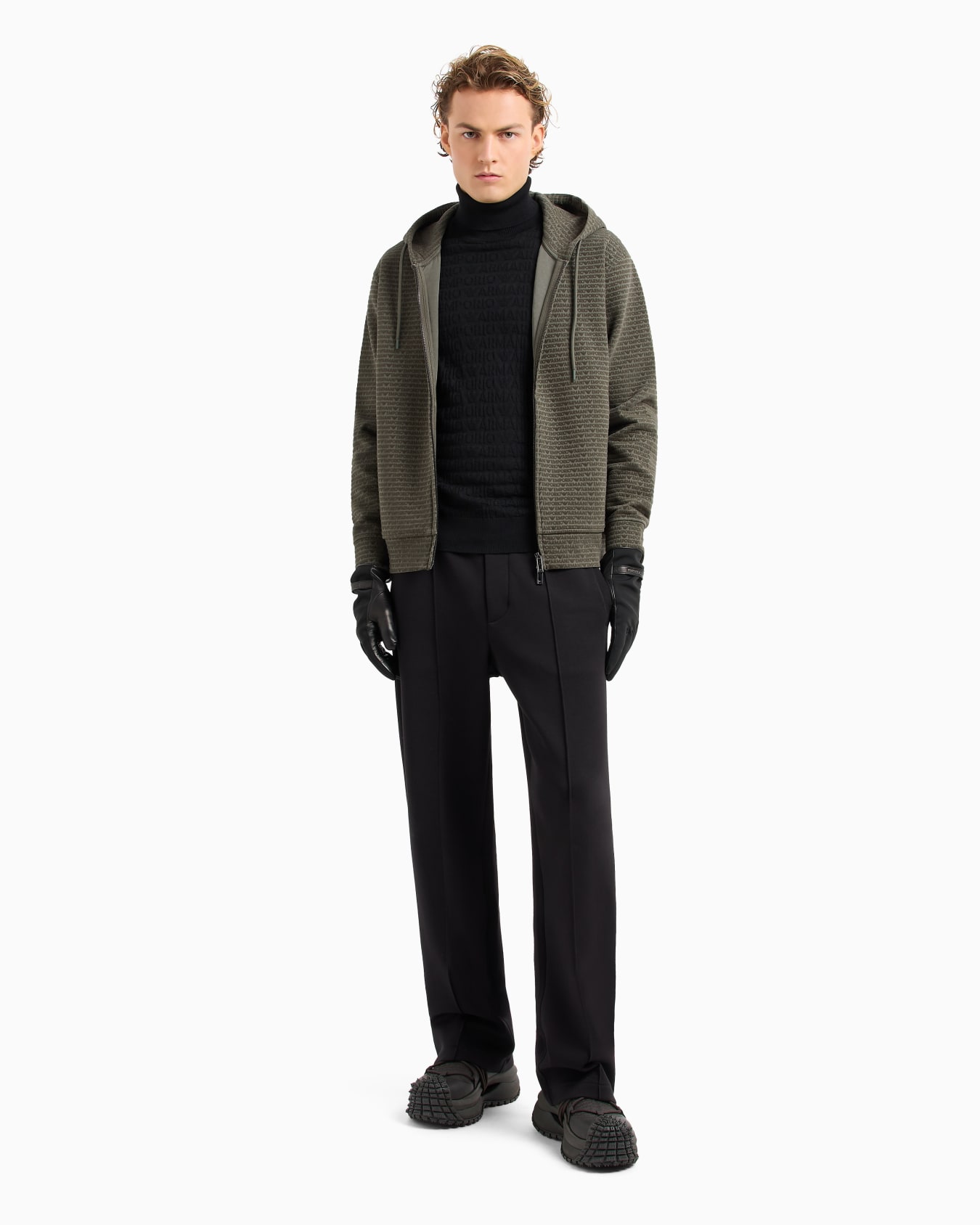 Rollkragenpullover aus Schurwolle mit Allover-Devoré-Schriftzug Folie 4