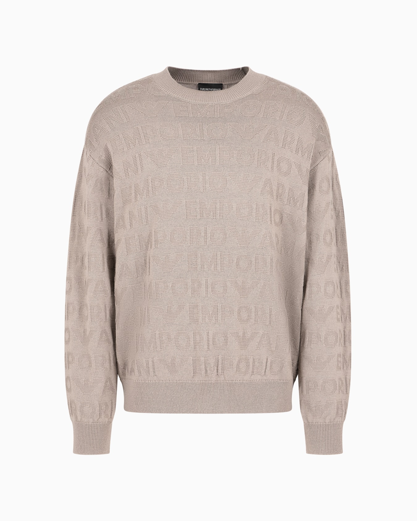 Links-stitch motif virgin wool jumper with logo lettering intarsia Slide 0