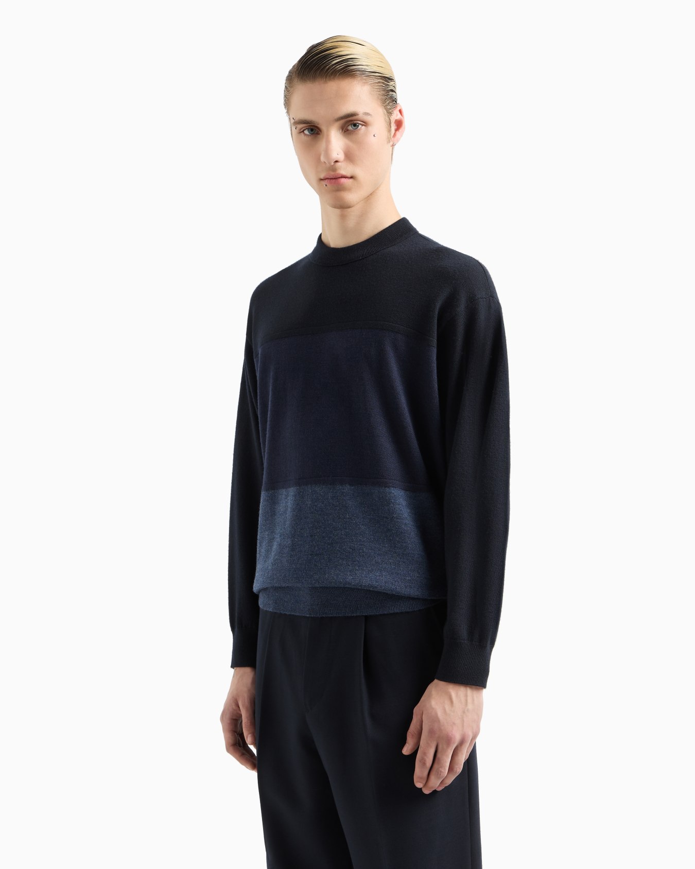 Pullover mit Maxi-Streifen in Color-Block-Optik aus Schurwolle Folie 1