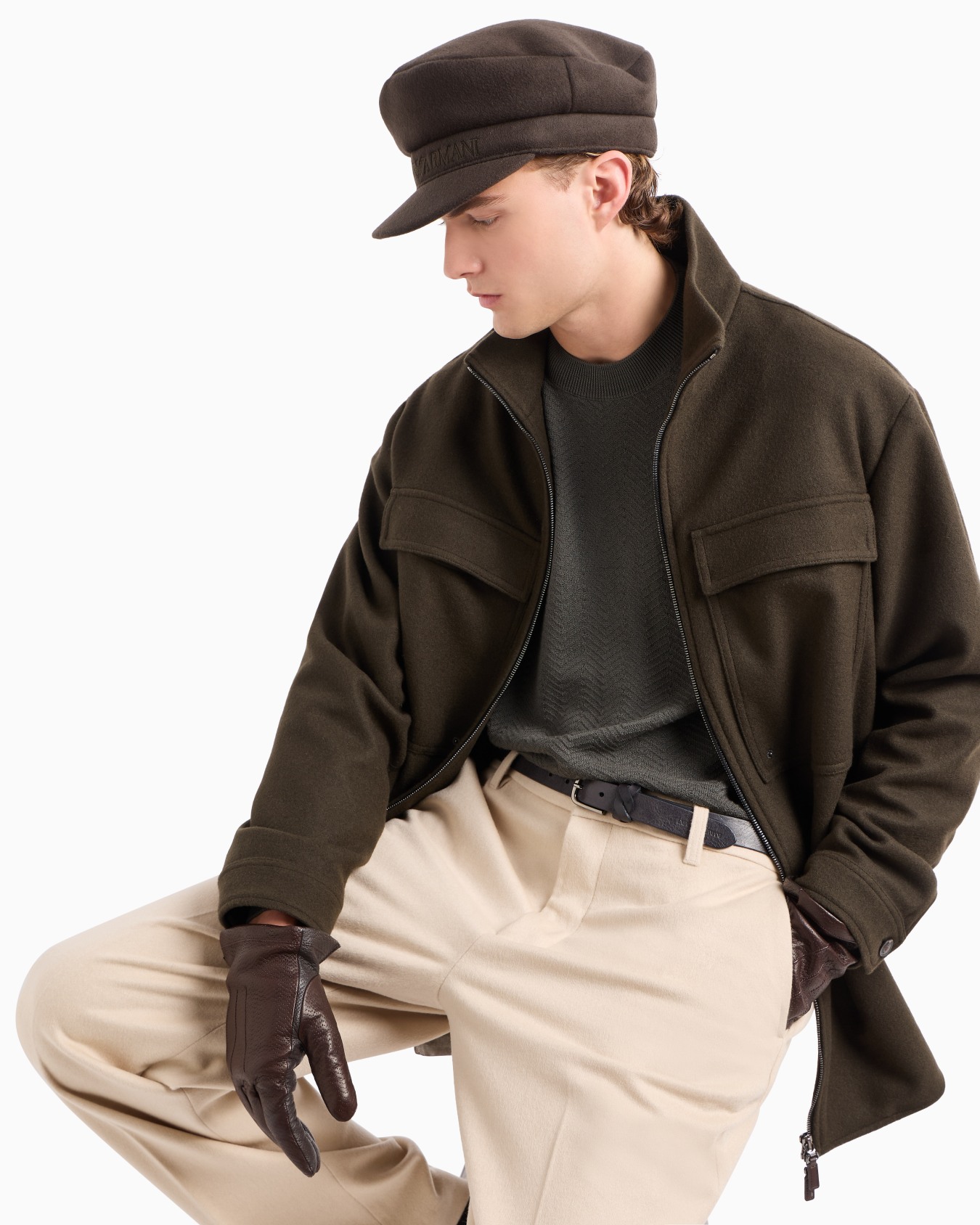 Mock-neck jumper in virgin wool with a micro-textured weave Slide 5