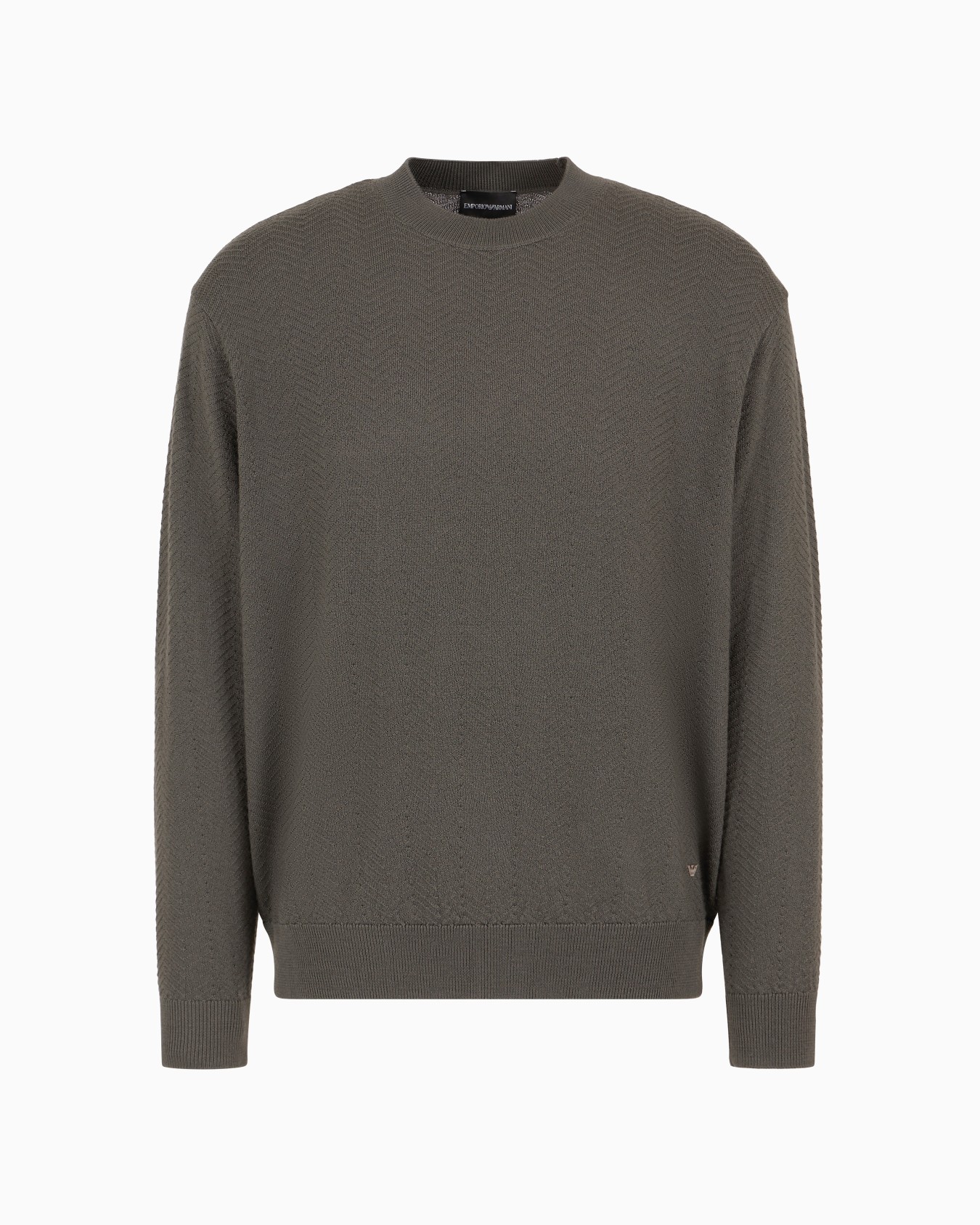 Mock-neck jumper in virgin wool with a micro-textured weave Slide 0