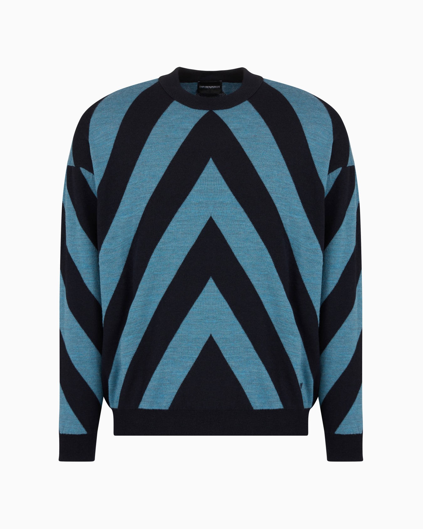 Pull en laine vierge jacquard avec grand chevron Diapositive 0
