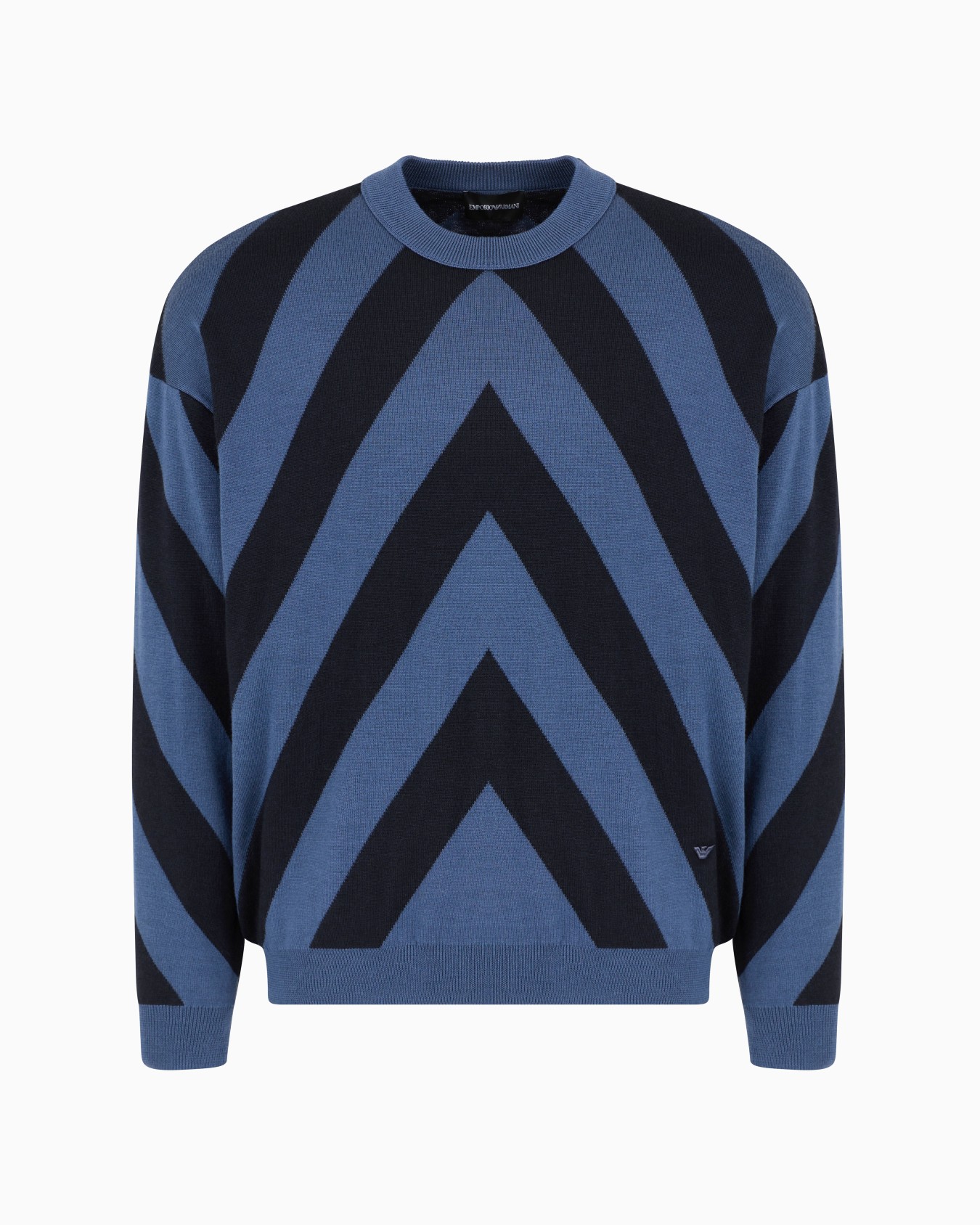 Virgin-wool jumper with oversized chevron jacquard Slide 0