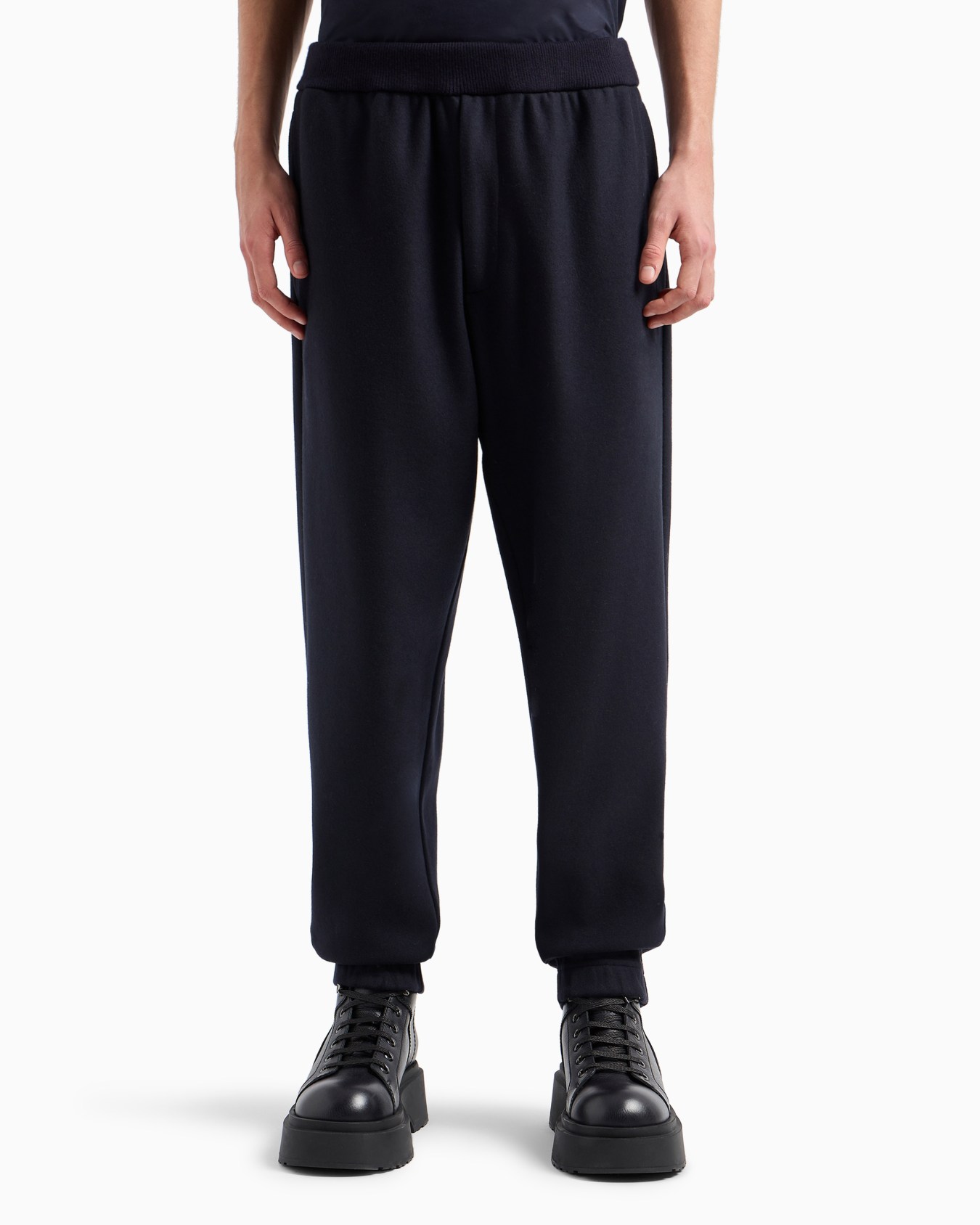 Pantalon à taille élastique en tissu de laine vierge Diapositive 2