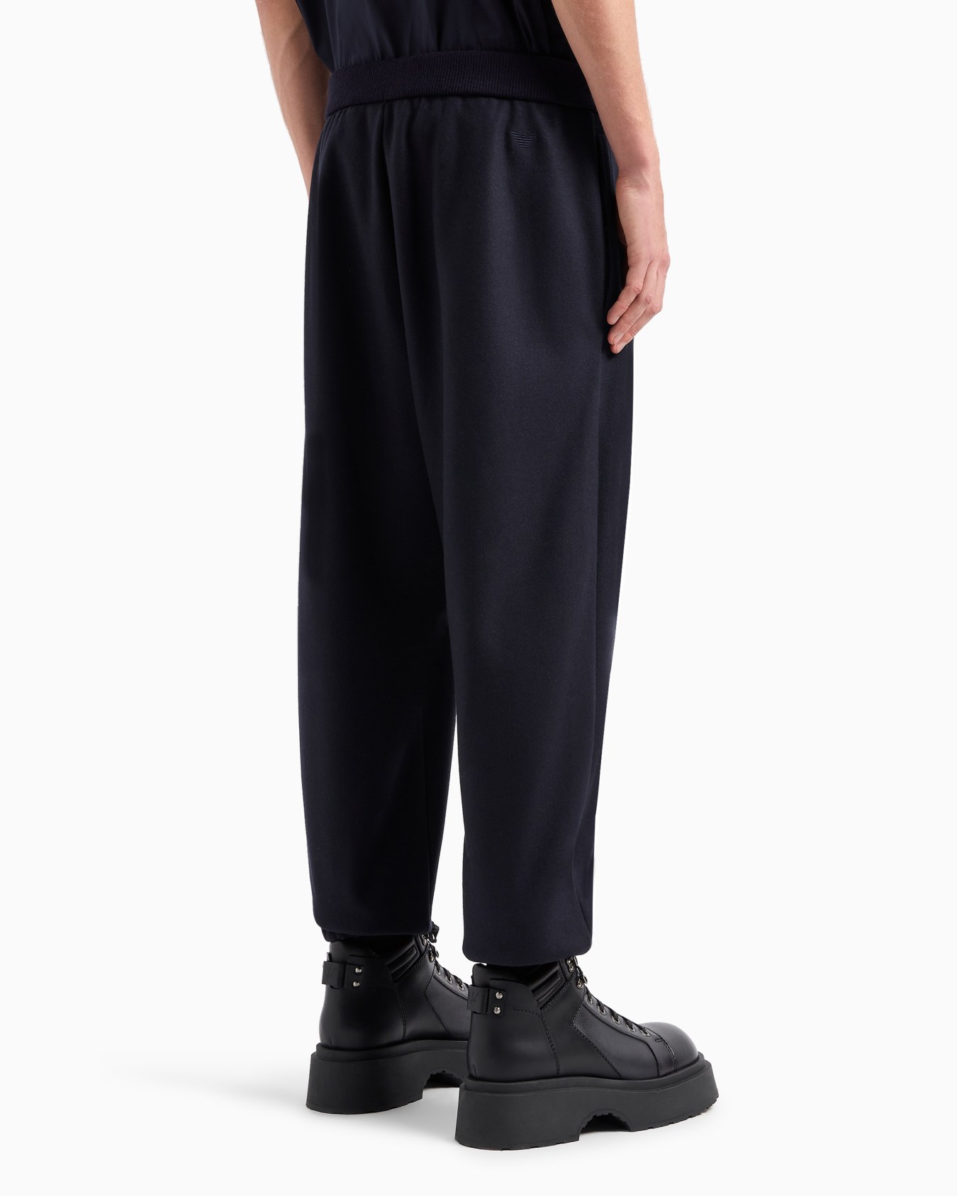 Pantalon à taille élastique en tissu de laine vierge Diapositive 3