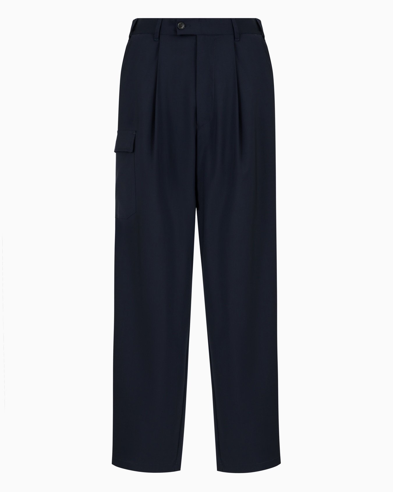 Pantalon avec pinces et poche plaquée en laine froide Diapositive 0