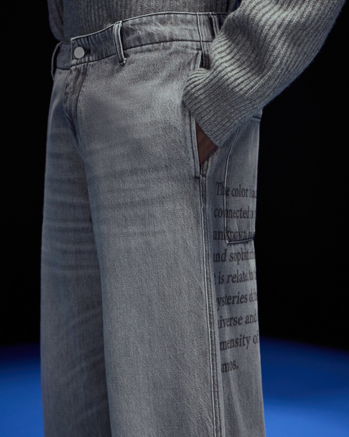 Jeans in denim effetto vintage con stampa Capsule Black Blue ASV Slide 5