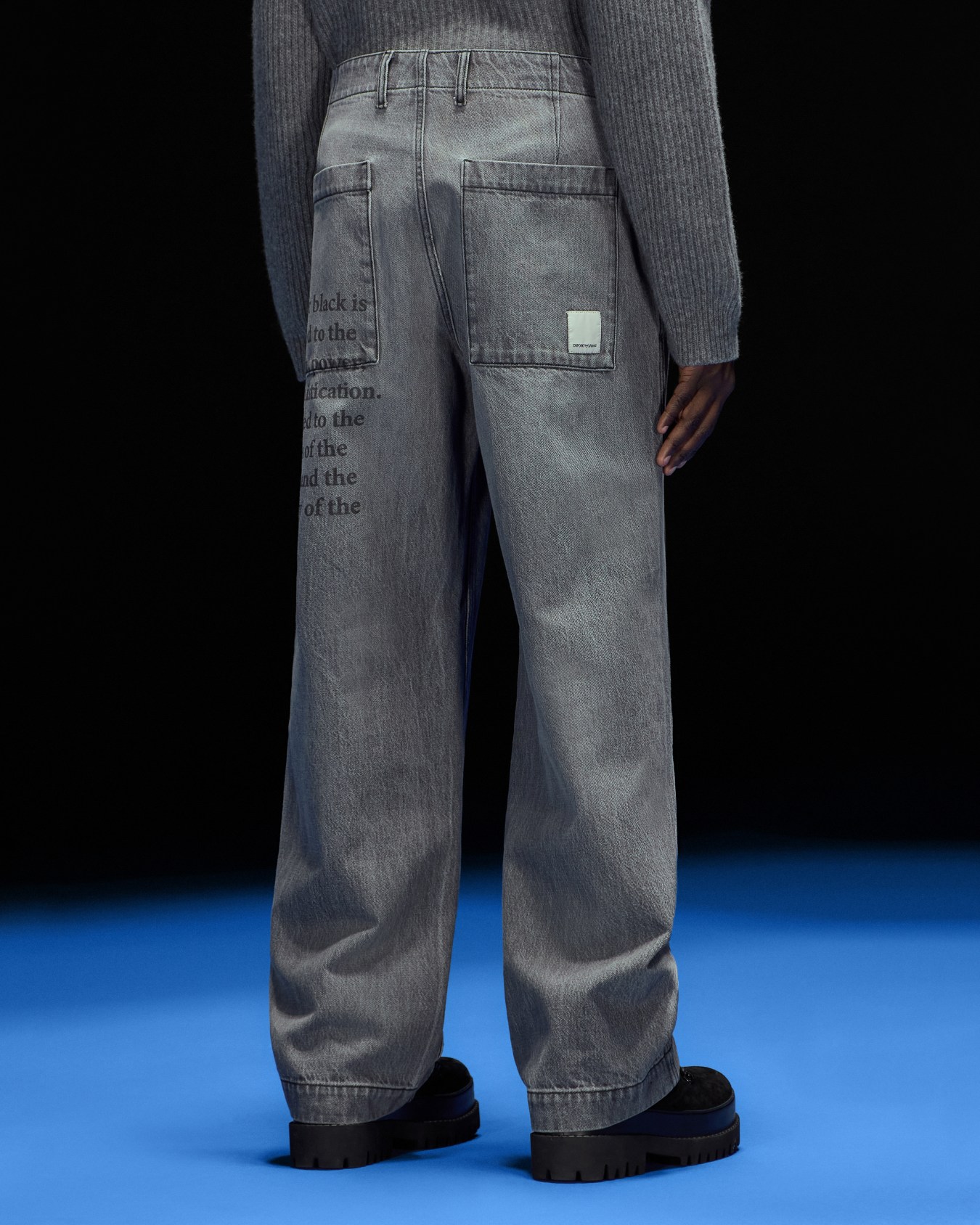 Jeans in denim effetto vintage con stampa Capsule Black Blue ASV Slide 3