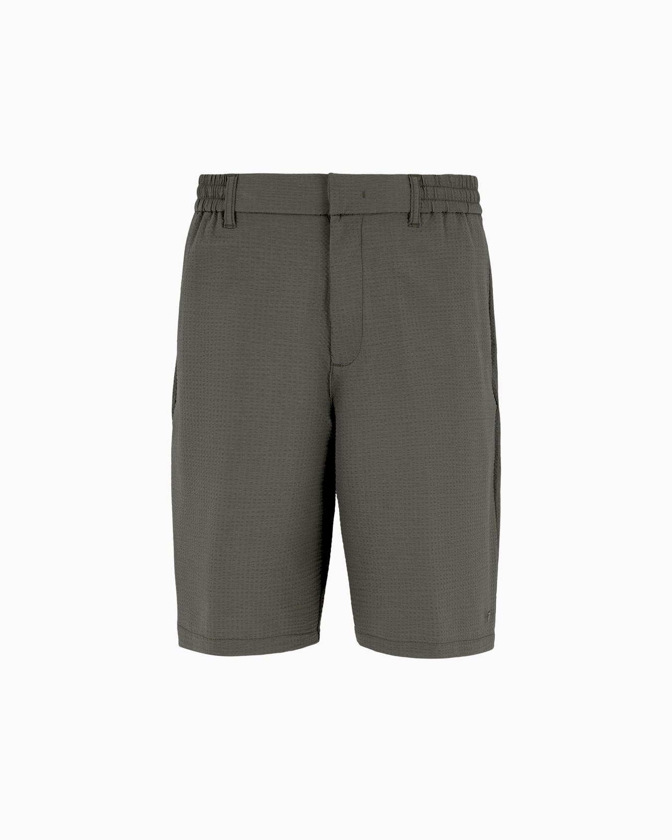Technical seersucker, elasticated-waist chino Bermuda shorts Slide 0