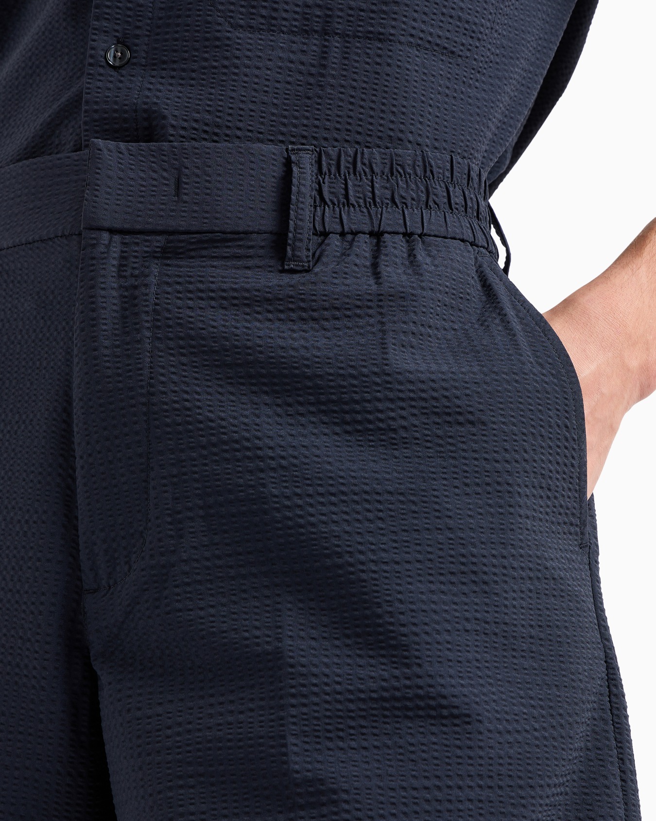 Technical seersucker, elasticated-waist chino Bermuda shorts Slide 5