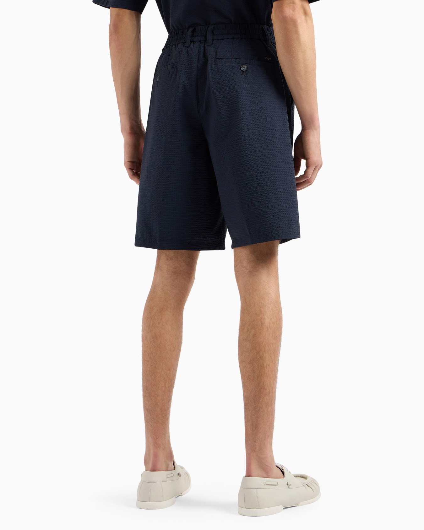 Technical seersucker, elasticated-waist chino Bermuda shorts Slide 3