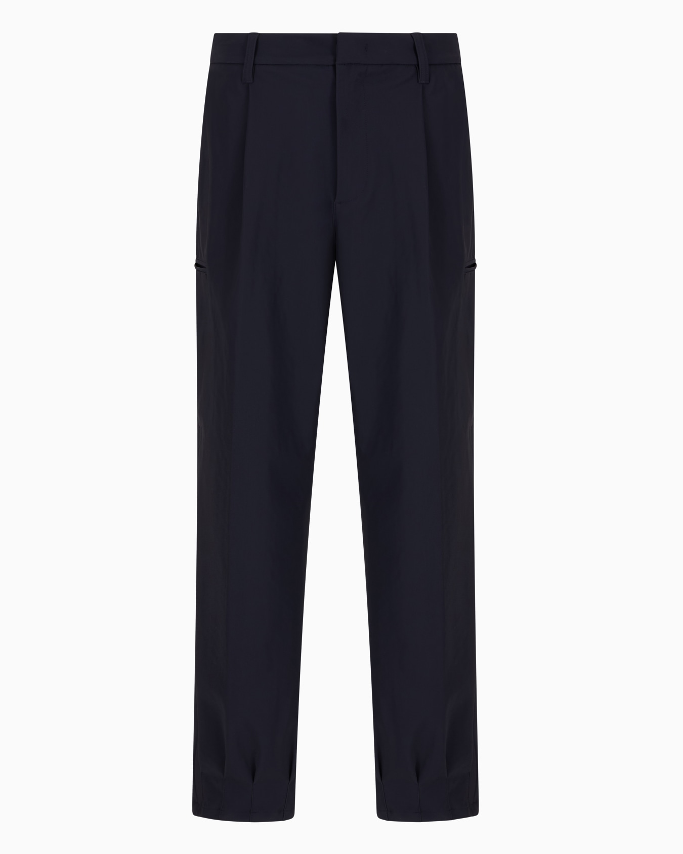 Stretch technical-nylon trousers with ankle tucks Slide 0