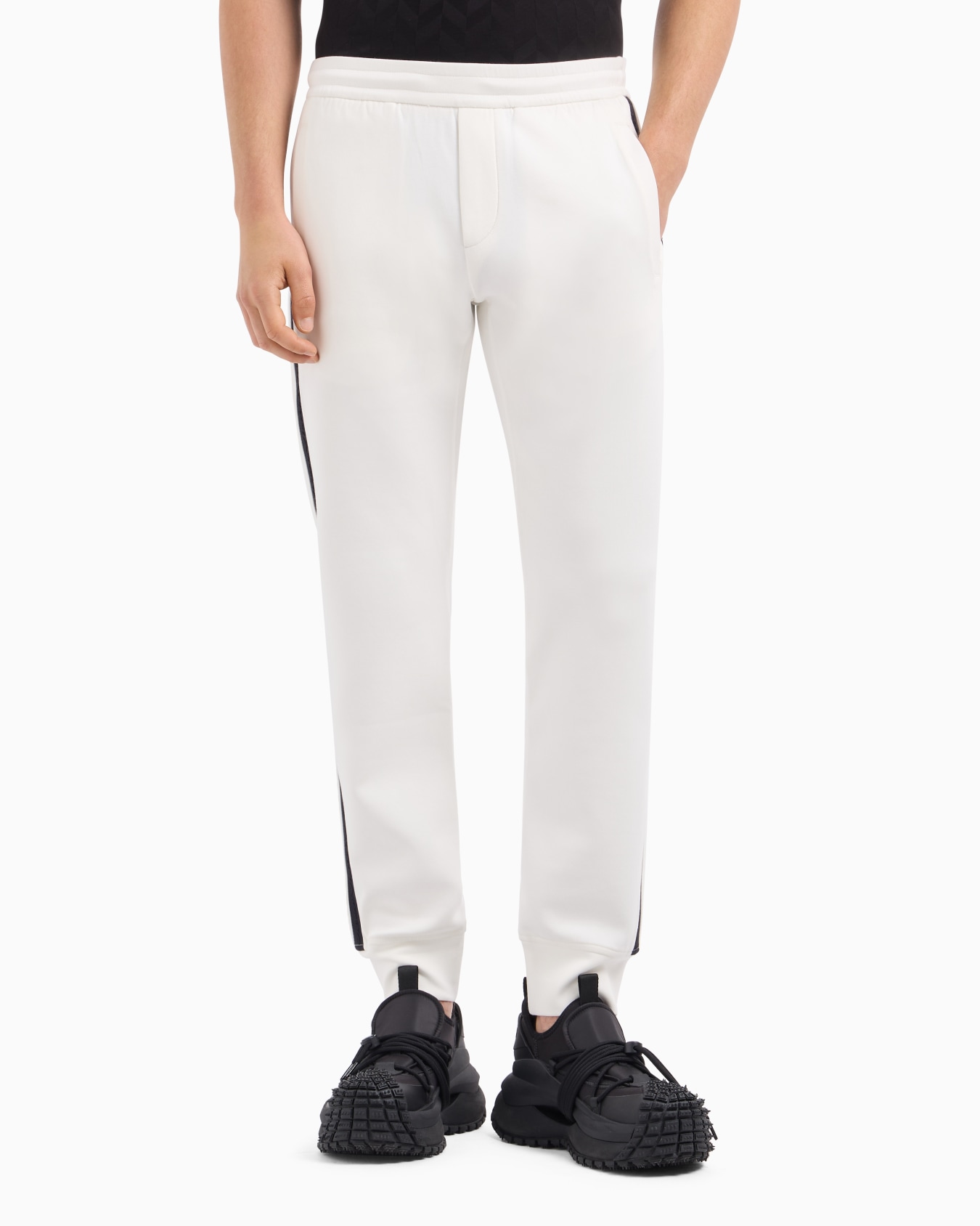 Pantalon de jogging en jersey double avec bande logotypée Diapositive 1