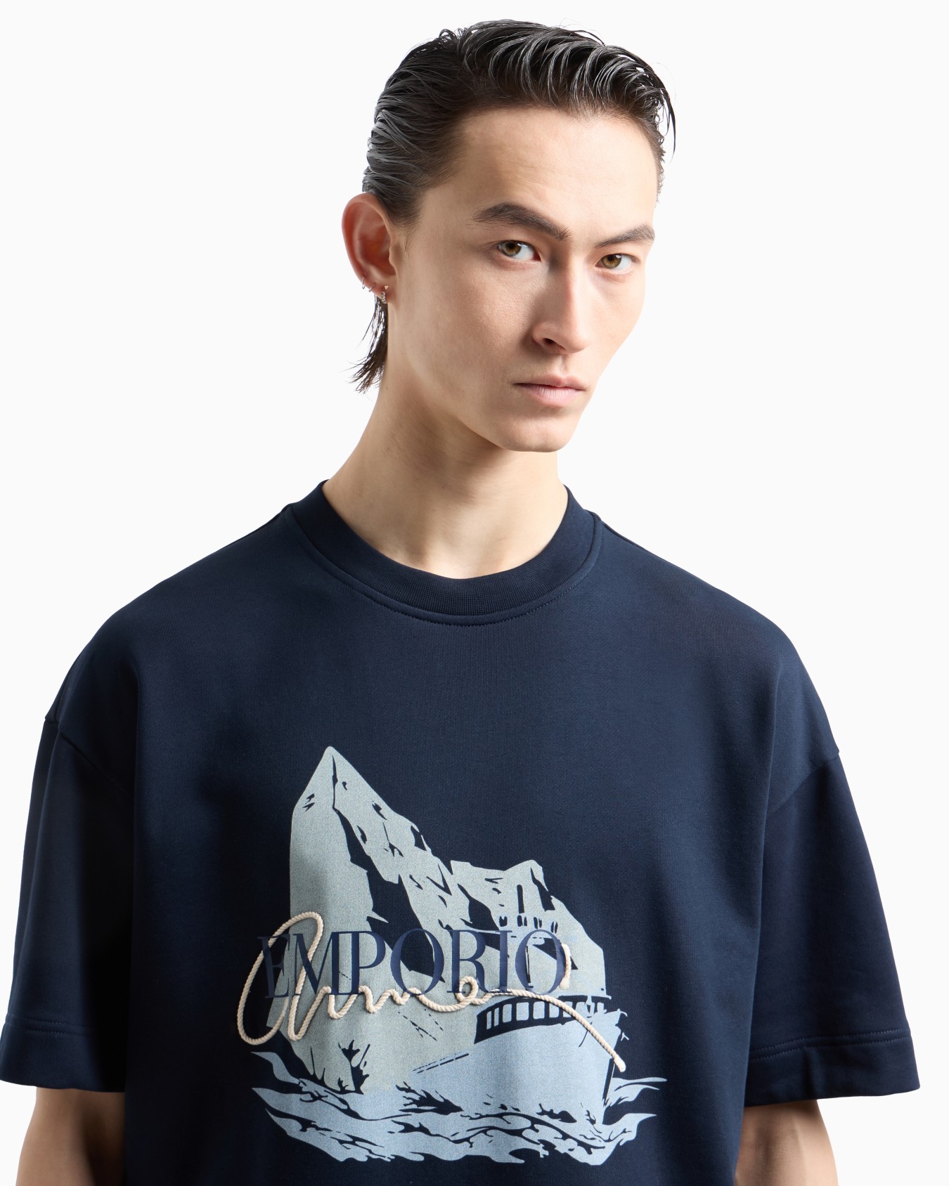 Lightweight jersey short-sleeved sweatshirt with Iceberg and logo print Slide 4