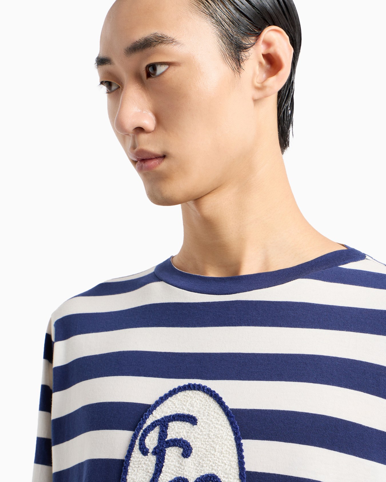ASV jacquard-striped modal-blend jersey jumper with logo patch Slide 5