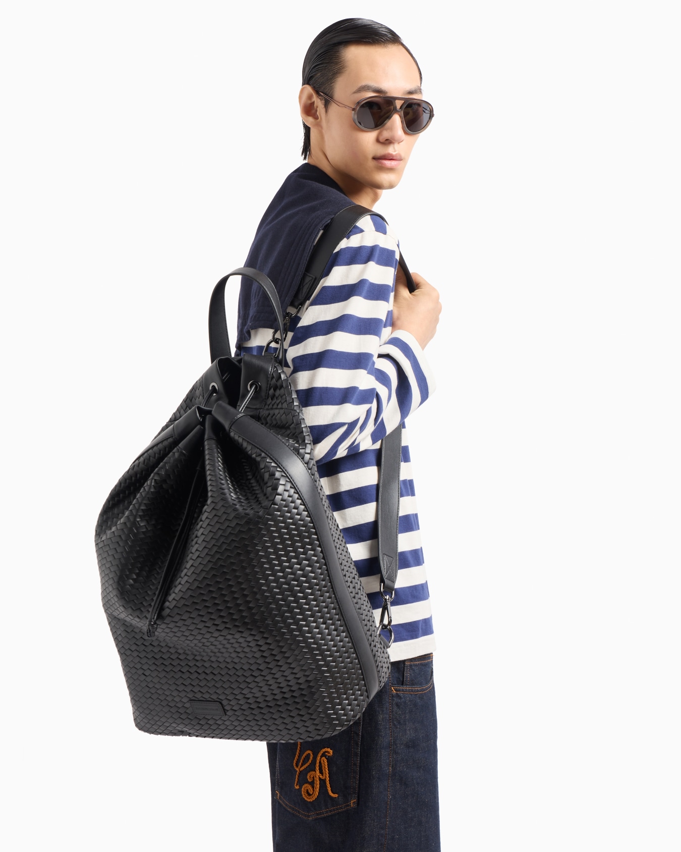 ASV jacquard-striped modal-blend jersey jumper with logo patch Slide 6