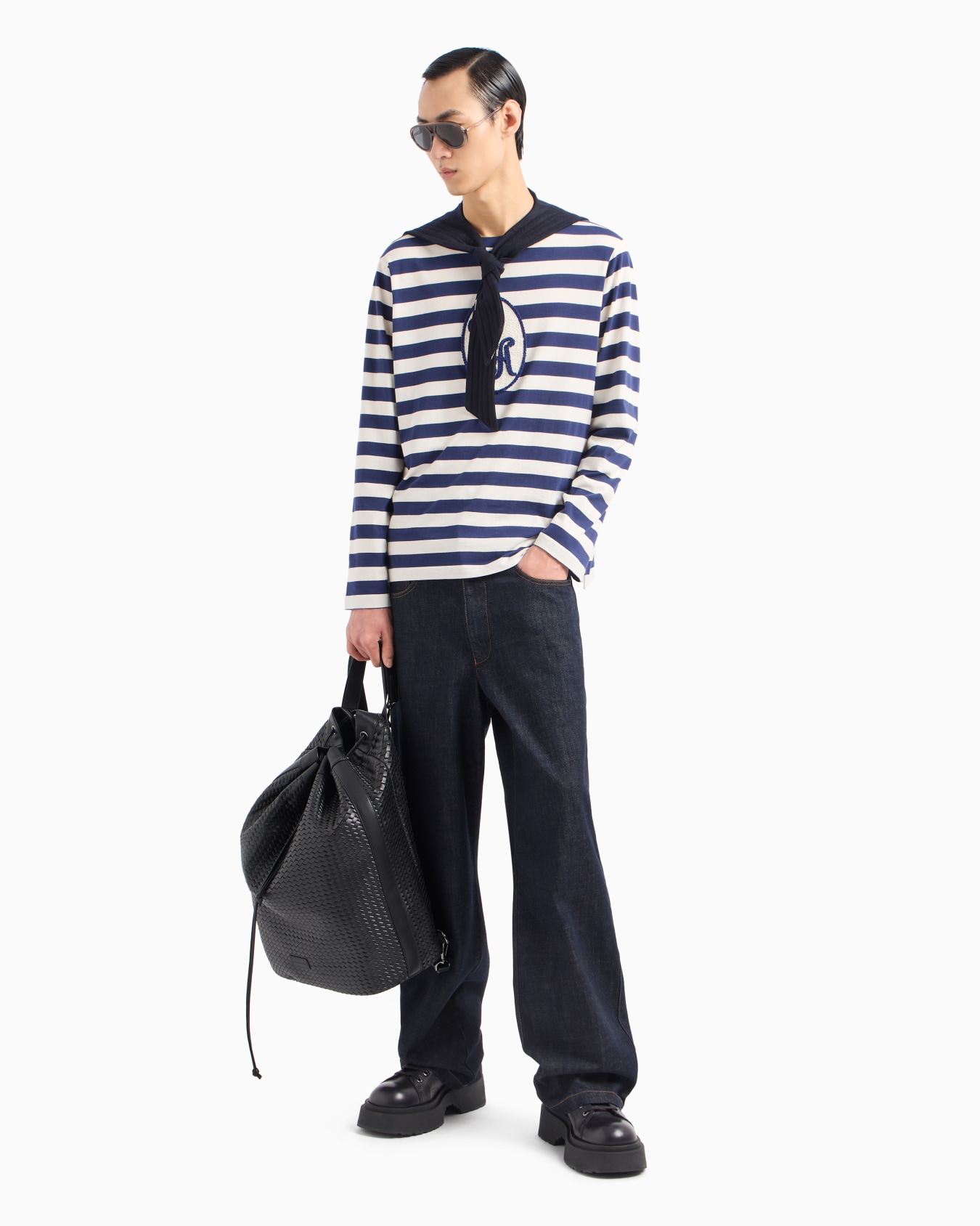 ASV jacquard-striped modal-blend jersey jumper with logo patch Slide 4
