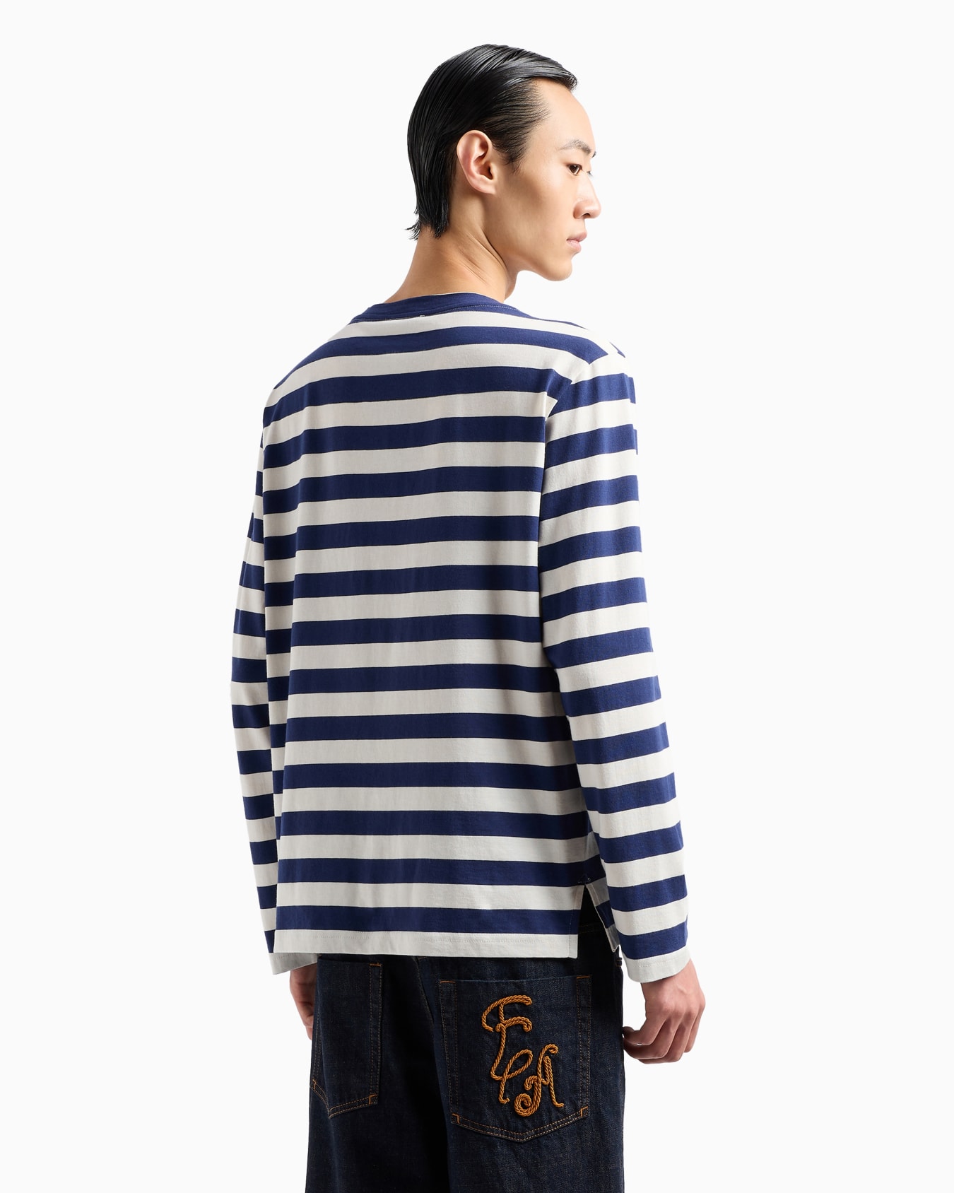ASV jacquard-striped modal-blend jersey jumper with logo patch Slide 3