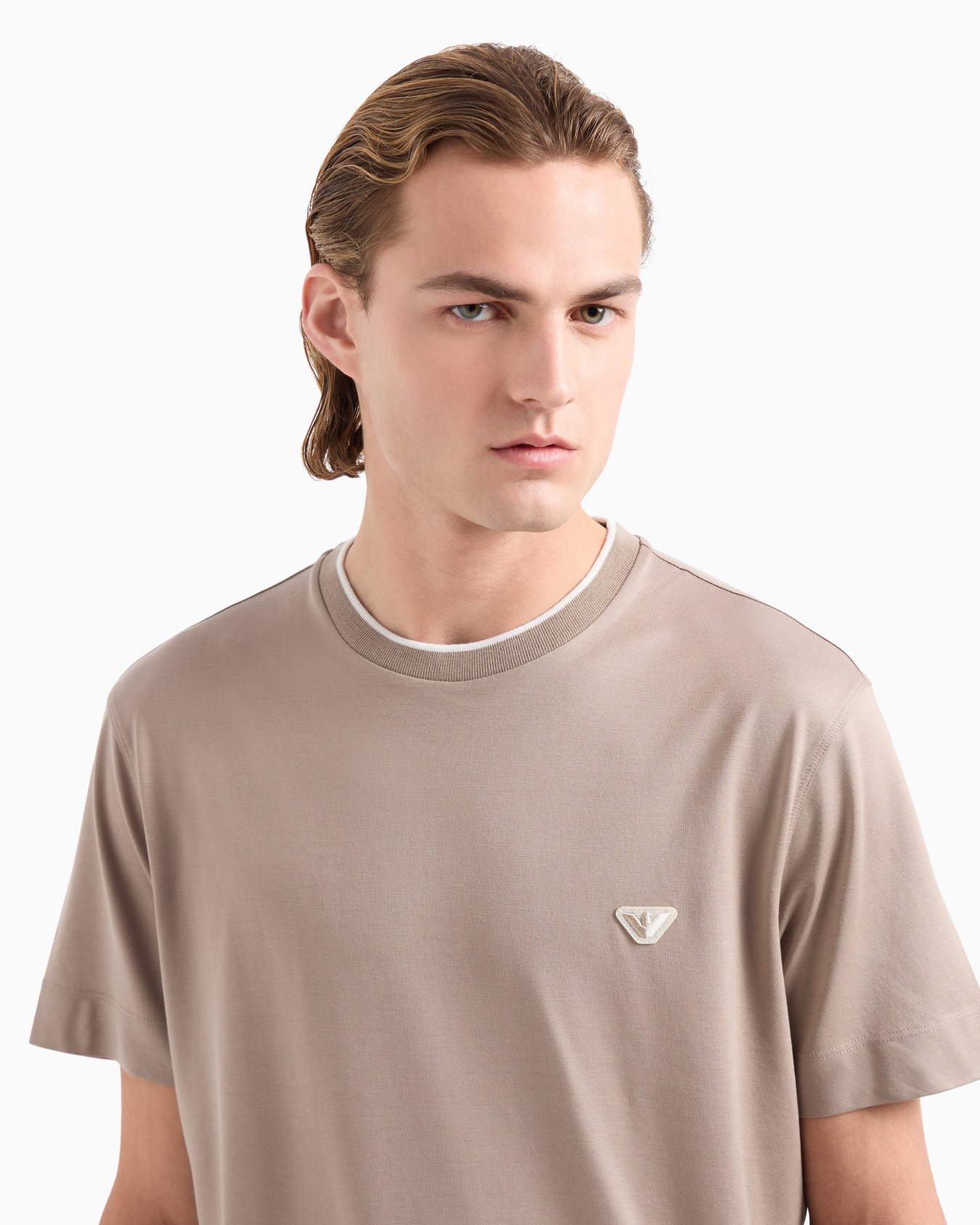  T-Shirt aus Jersey-Lyocell-Mischung mit zweifarbigem Mikroadler Folie 4