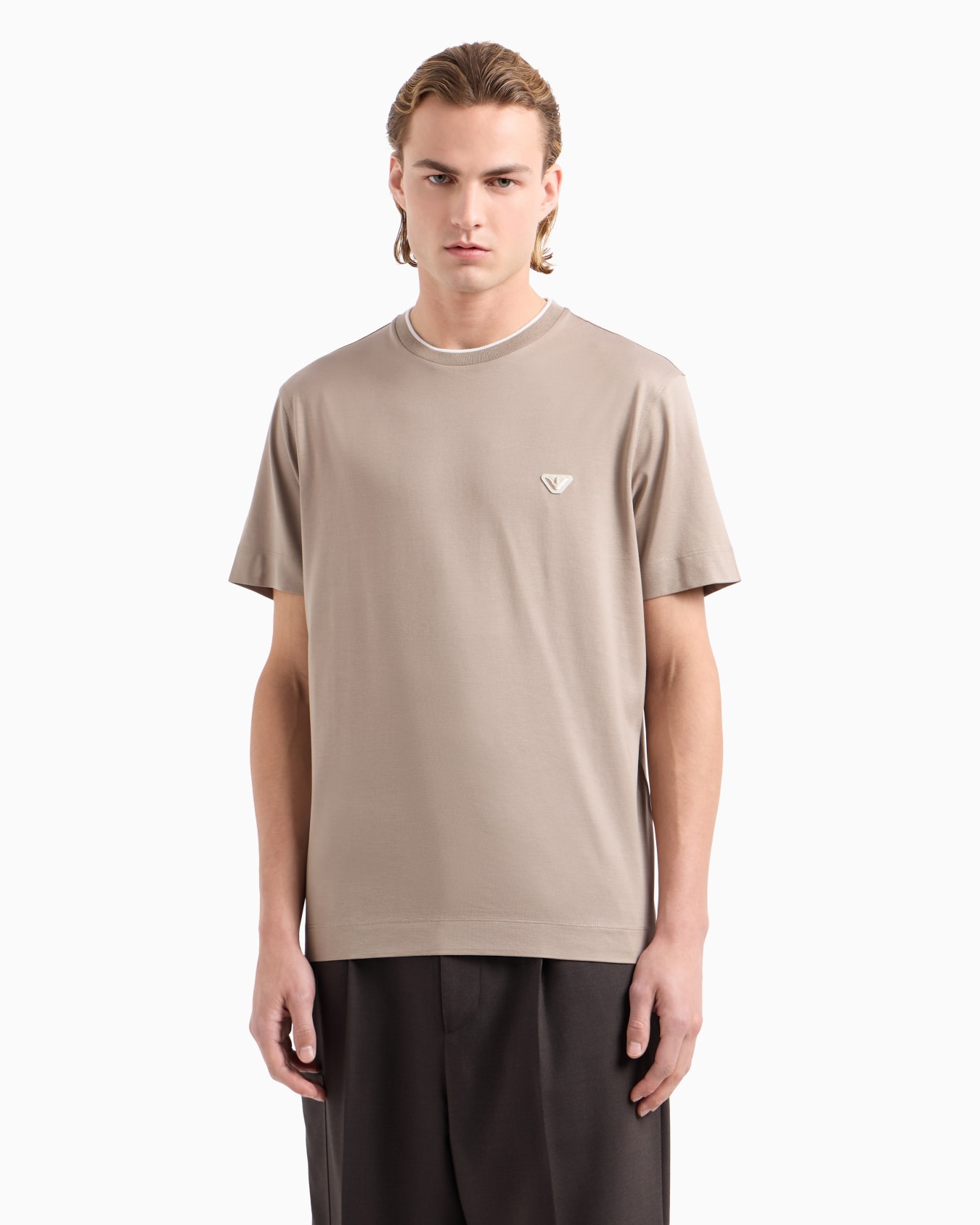  T-Shirt aus Jersey-Lyocell-Mischung mit zweifarbigem Mikroadler Folie 1