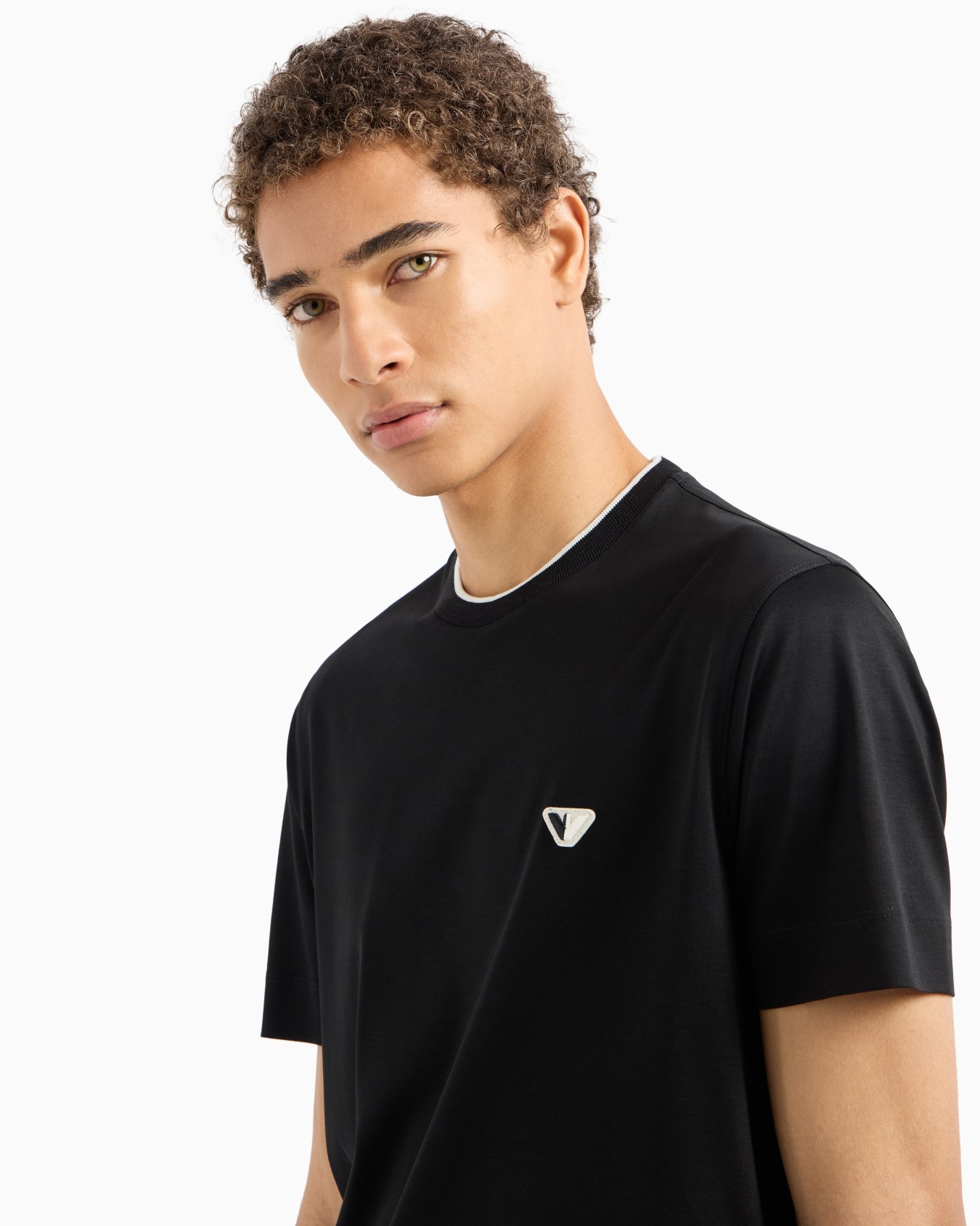  T-Shirt aus Jersey-Lyocell-Mischung mit zweifarbigem Mikroadler Folie 4