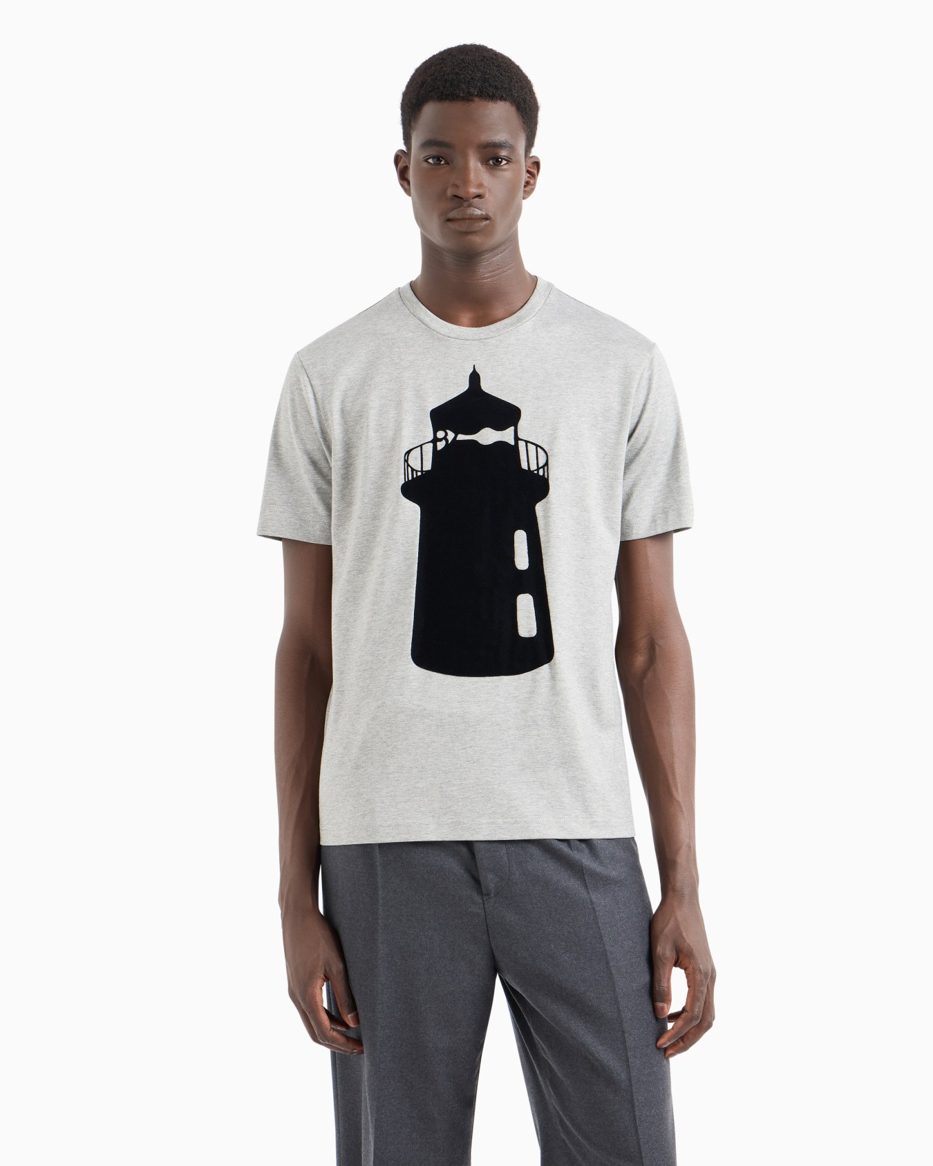 T-shirt en jersey avec imprimé phare floqué et logo Diapositive 1