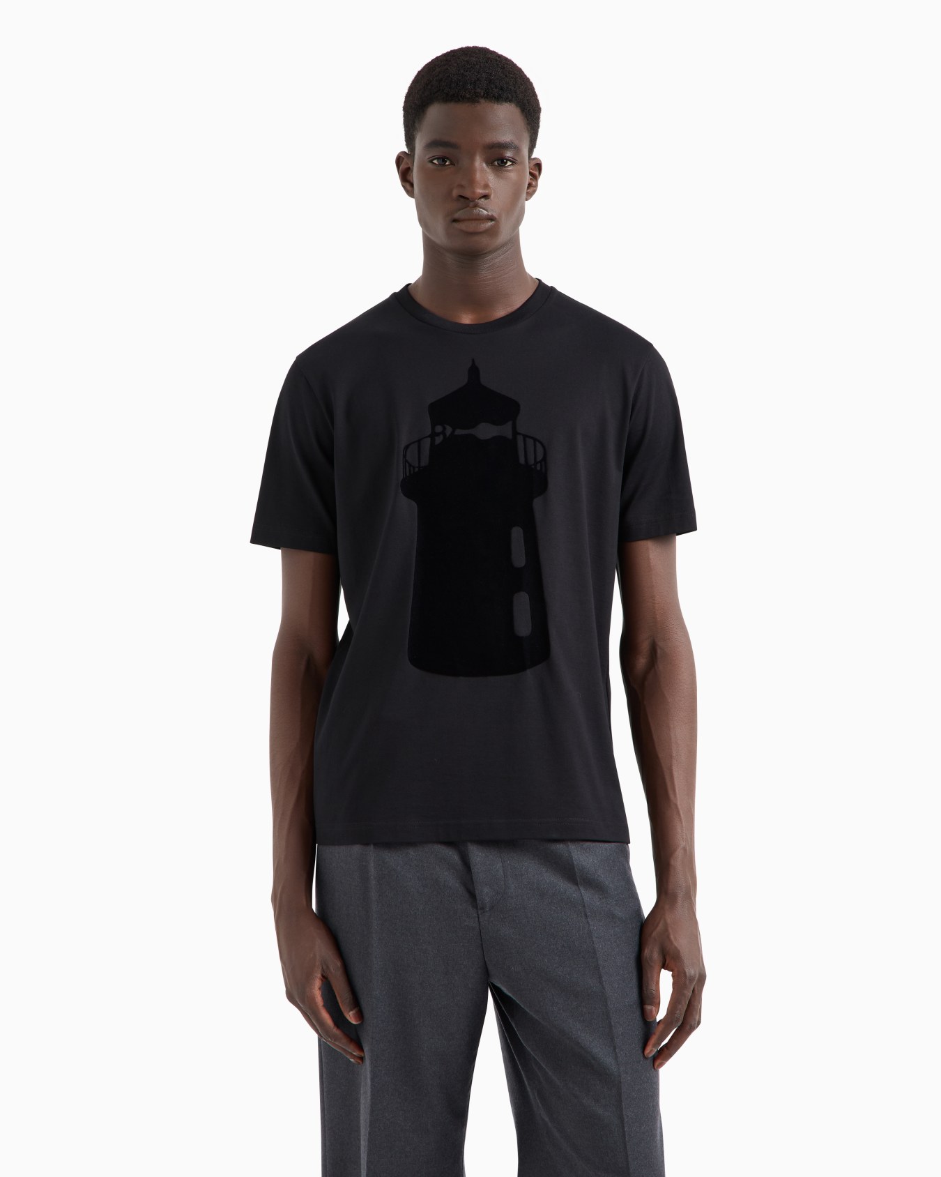 T-Shirt aus Jersey mit Leuchtturm-Flock-Print und Logo Folie 1
