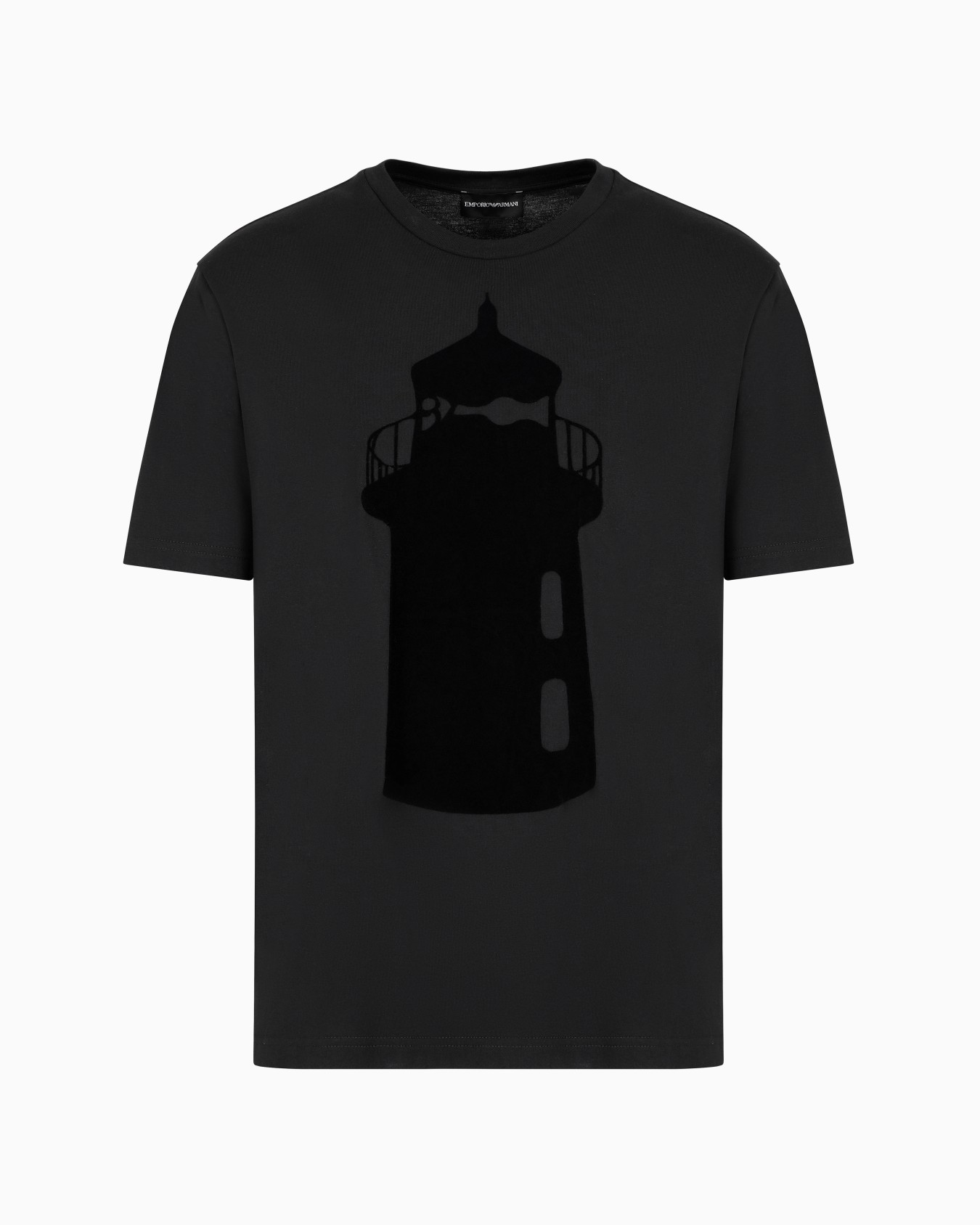 T-Shirt aus Jersey mit Leuchtturm-Flock-Print und Logo Folie 0