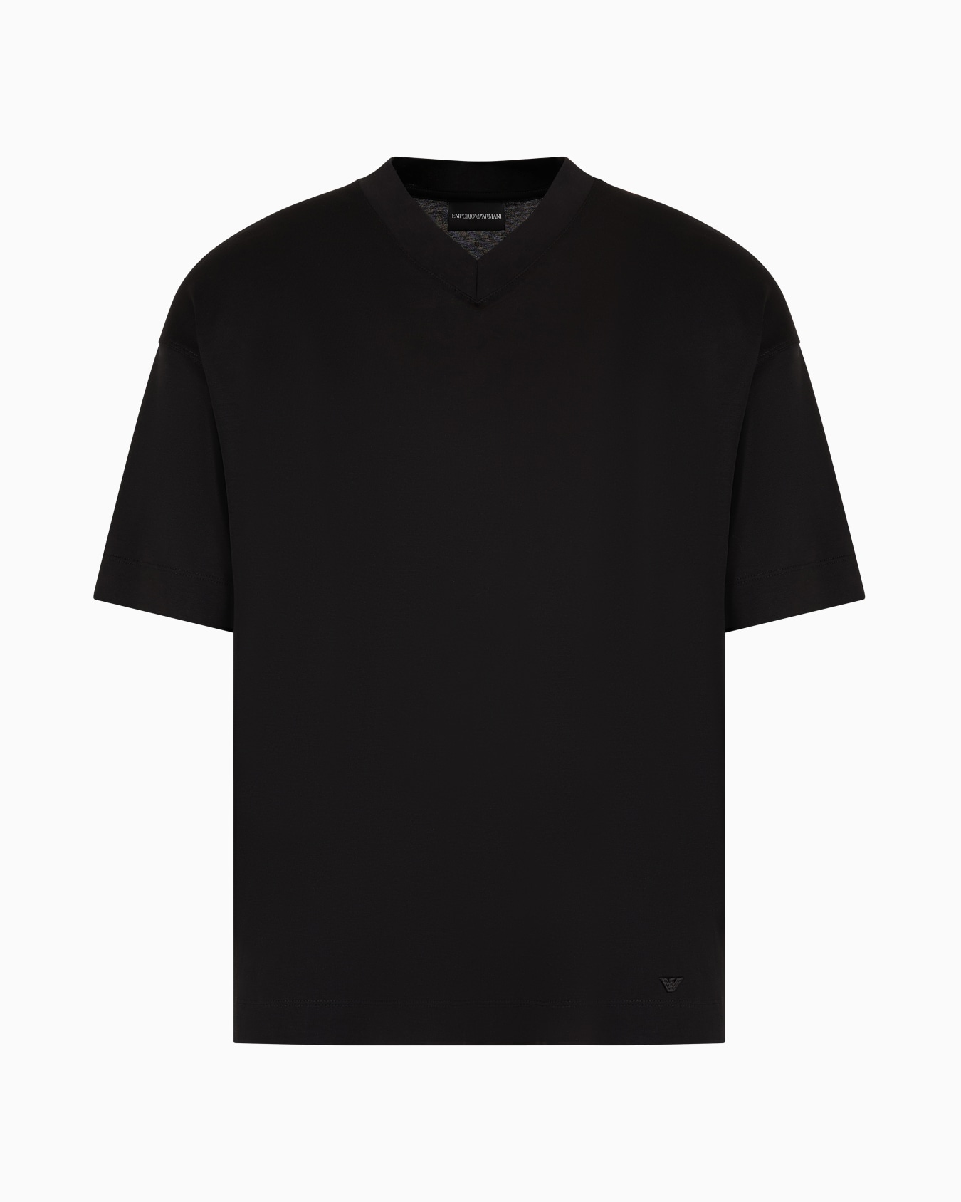 T-shirt col en V en mélange de jersey lyocell  Diapositive 0