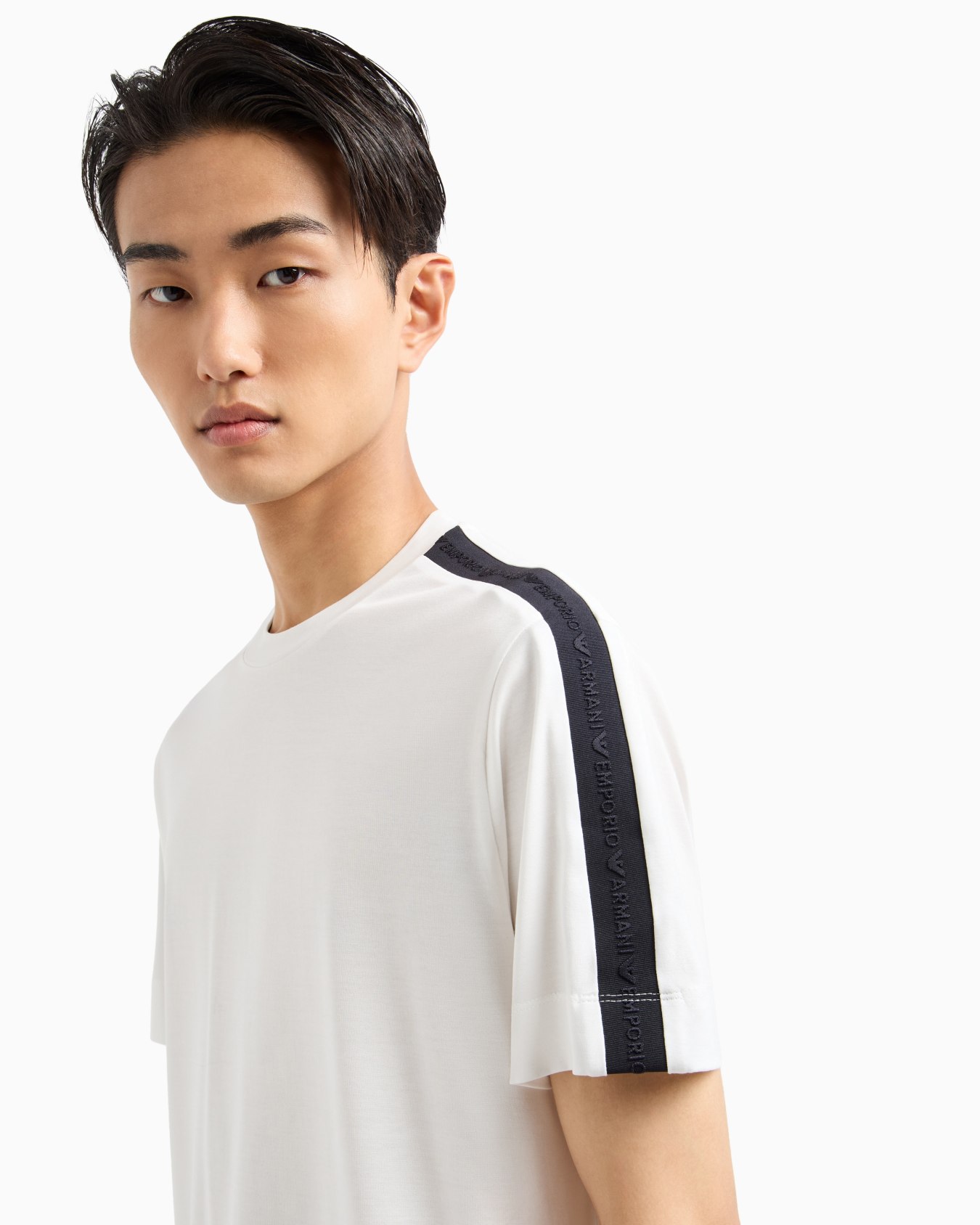  Lyocell-blend jersey T-shirt with embossed logo tape Slide 4