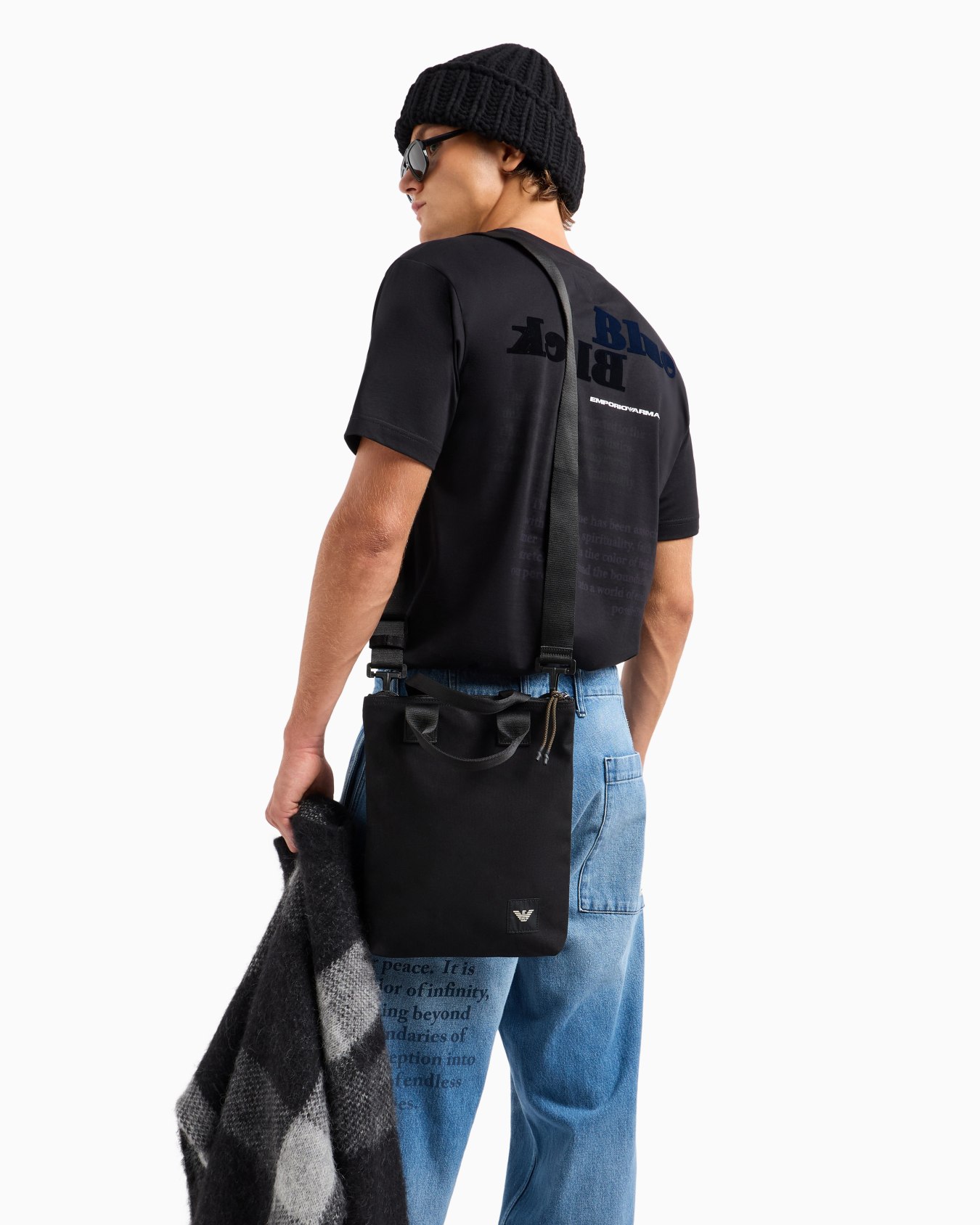 ASV Black Blue capsule collection organic-jersey T-shirt with flocked print Slide 5