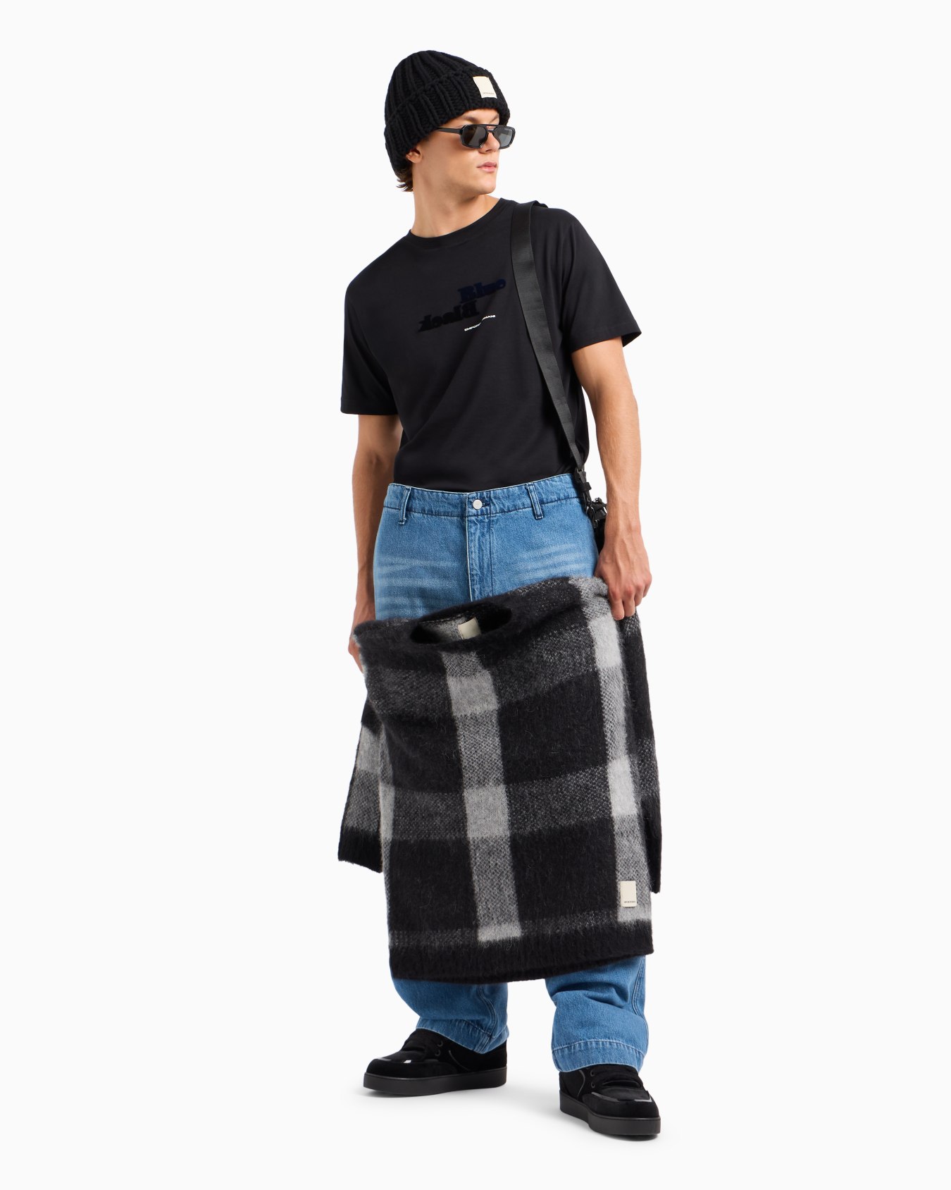 ASV Black Blue capsule collection organic-jersey T-shirt with flocked print Slide 3