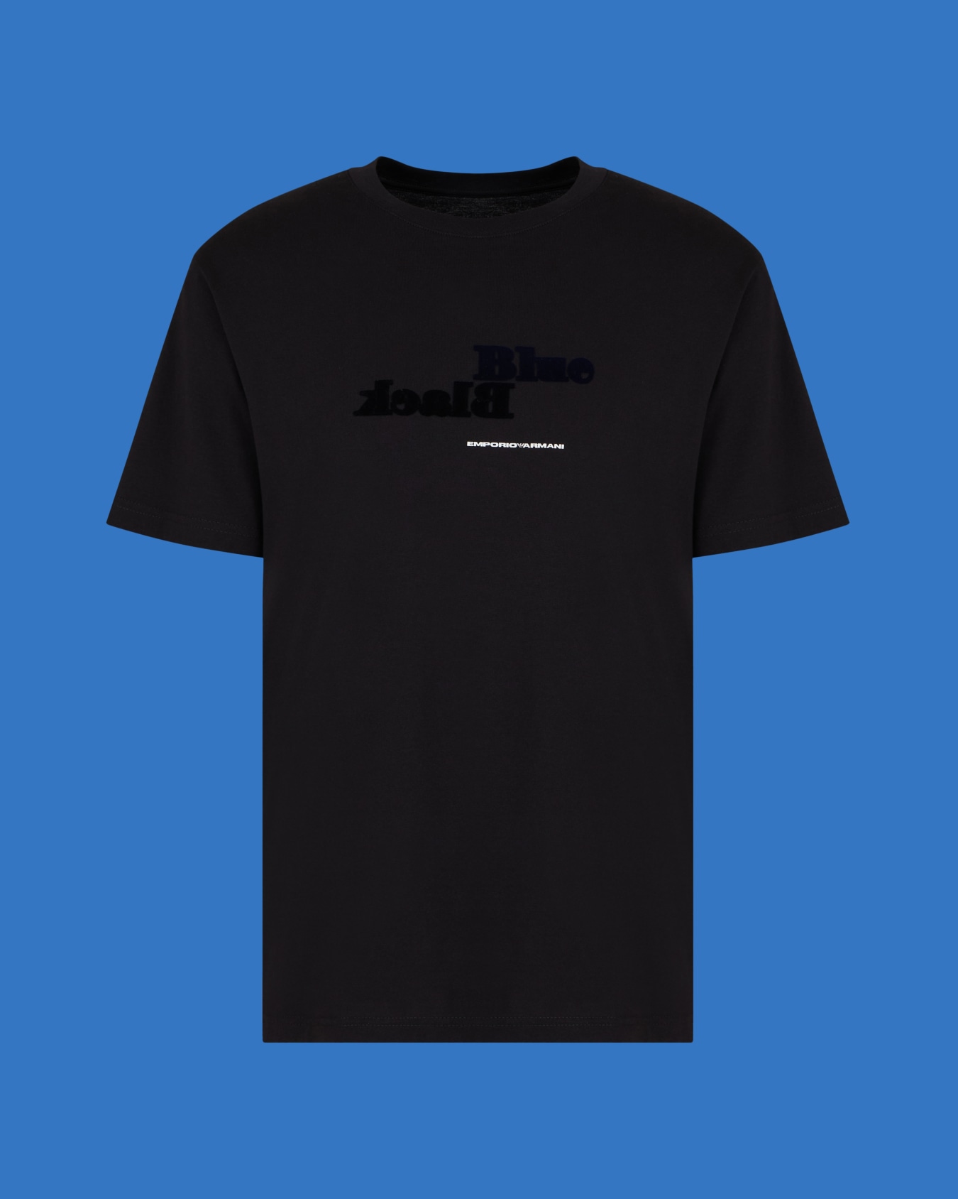 ASV Black Blue capsule collection organic-jersey T-shirt with flocked print Slide 0