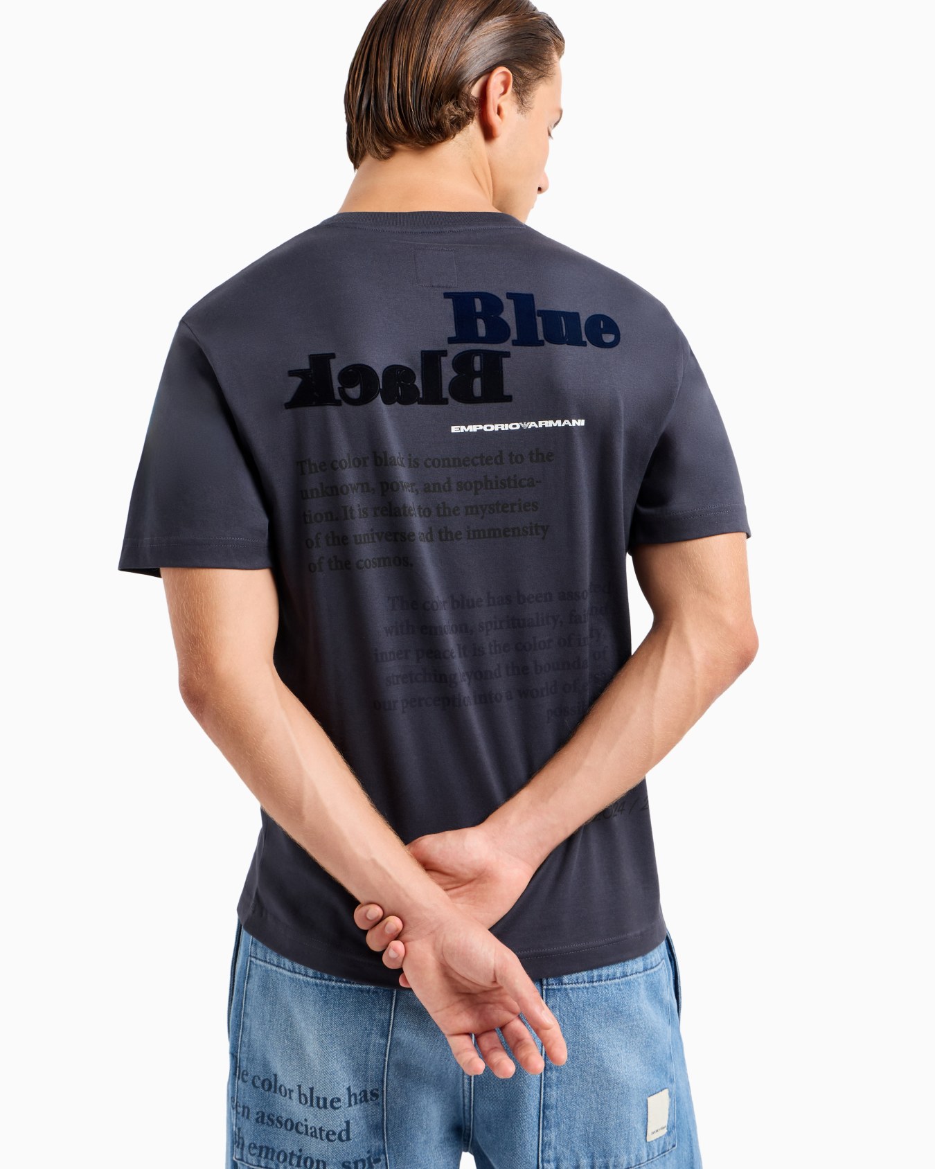 ASV Black Blue capsule collection organic-jersey T-shirt with flocked print Slide 4
