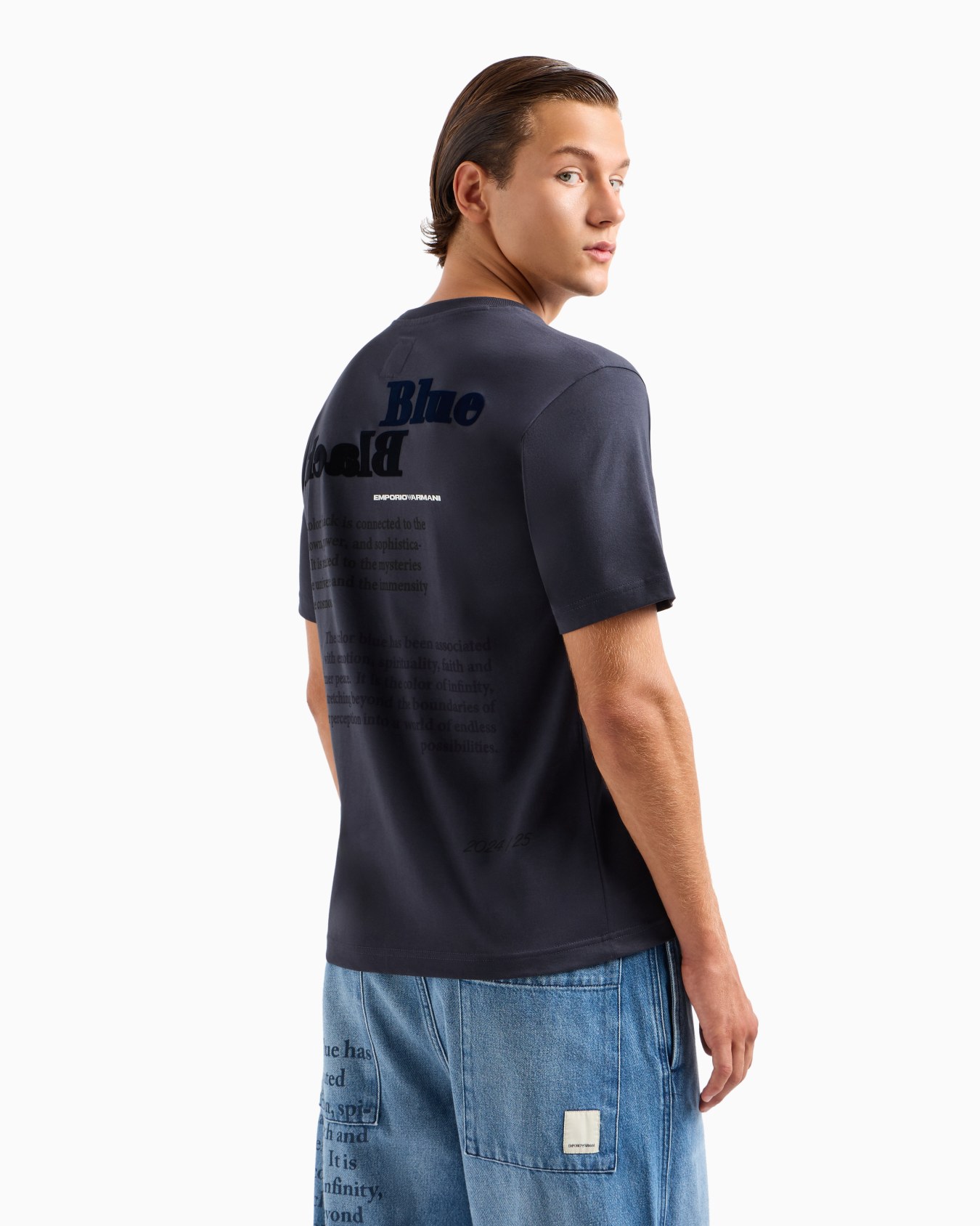ASV Black Blue capsule collection organic-jersey T-shirt with flocked print Slide 2