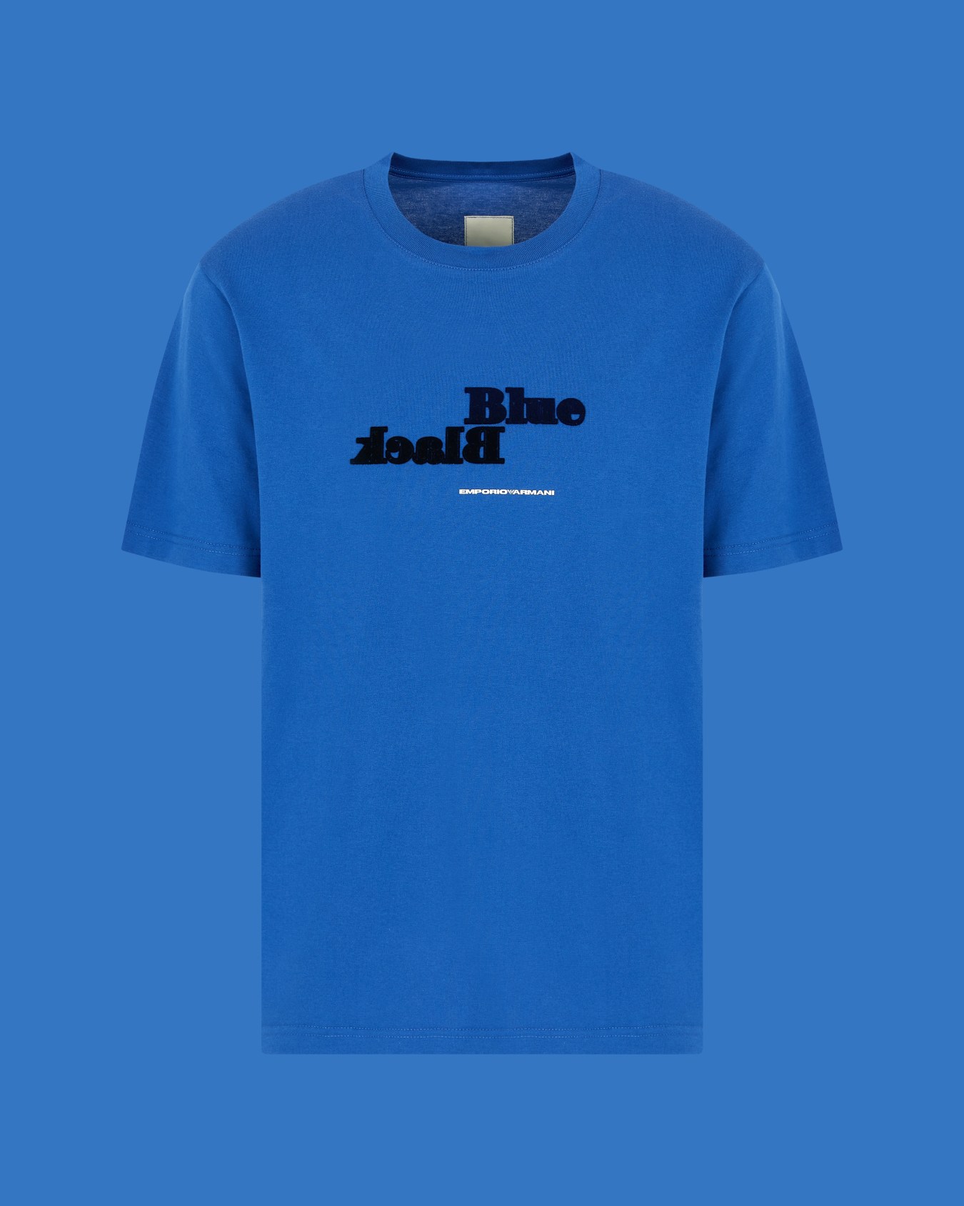 ASV Black Blue capsule collection organic-jersey T-shirt with flocked print Slide 0