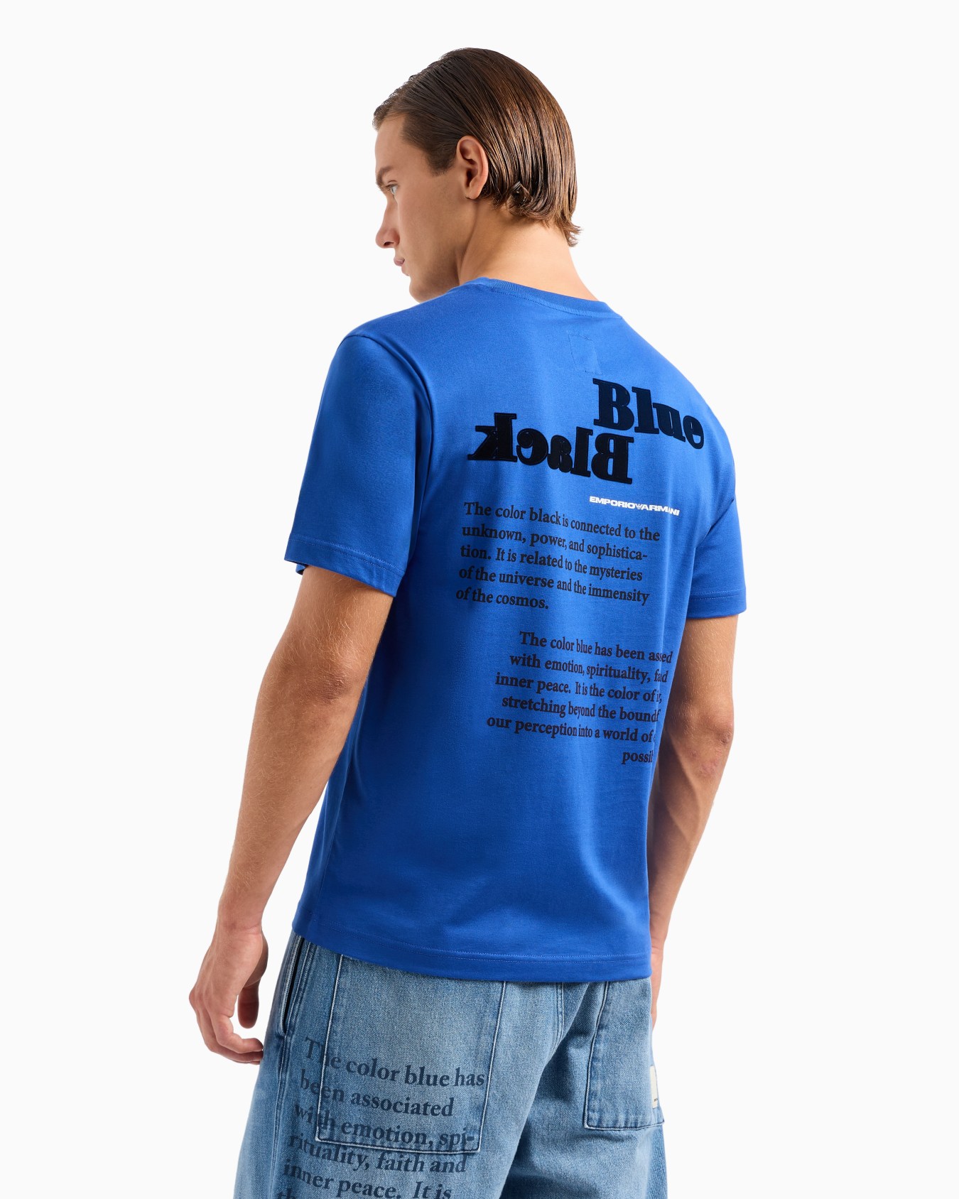 ASV Black Blue capsule collection organic-jersey T-shirt with flocked print Slide 2